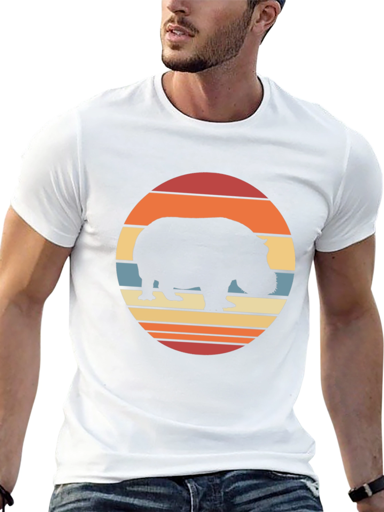 Black Retro Hippo Sunset T-Shirt - Black view 13