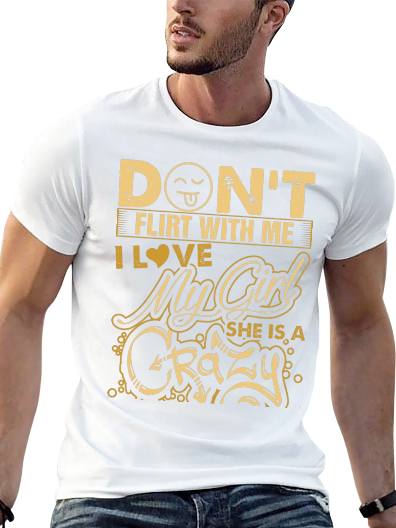 Black Don't Flirt With Me, Crazy Girl Graphic T-Shirt view 13