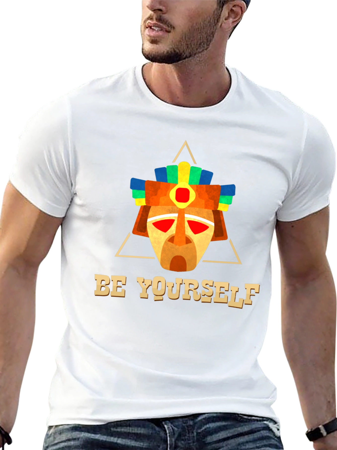 Black Be Yourself Aztec Mask T-Shirt view 13