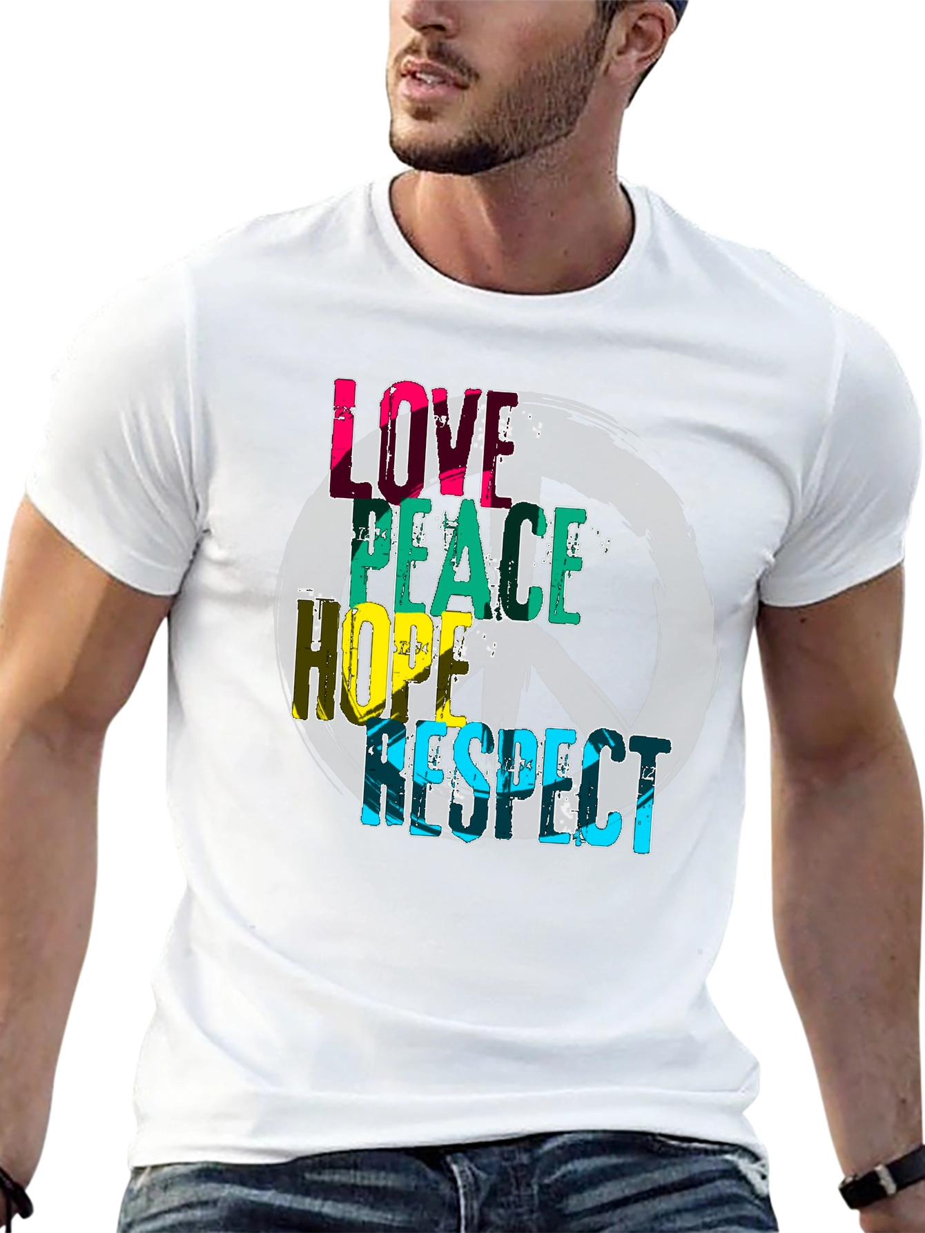 Black Love Peace Hope Respect Graphic T-Shirt view 13