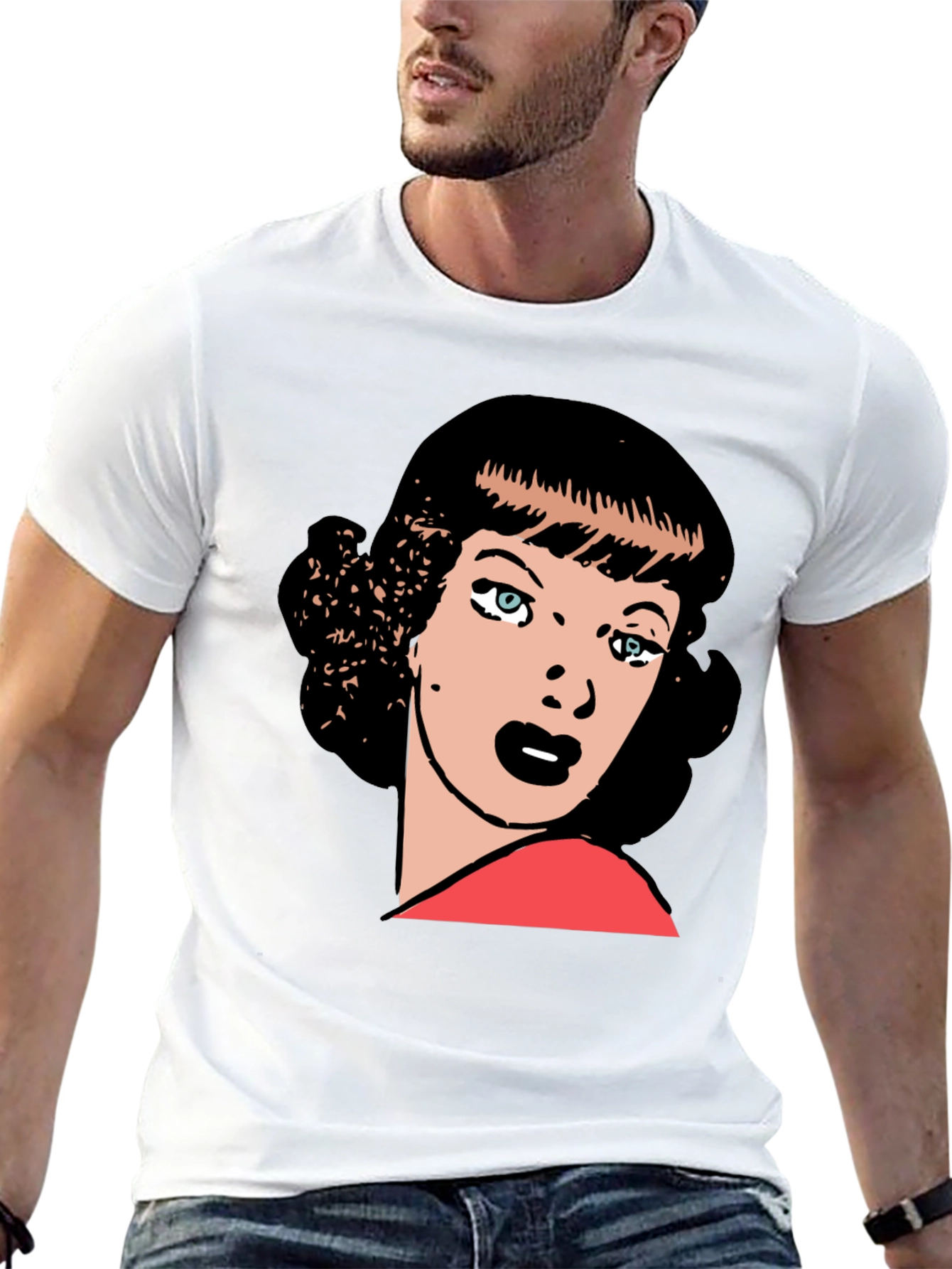 Black Retro Cartoon Woman Graphic T-Shirt view 13