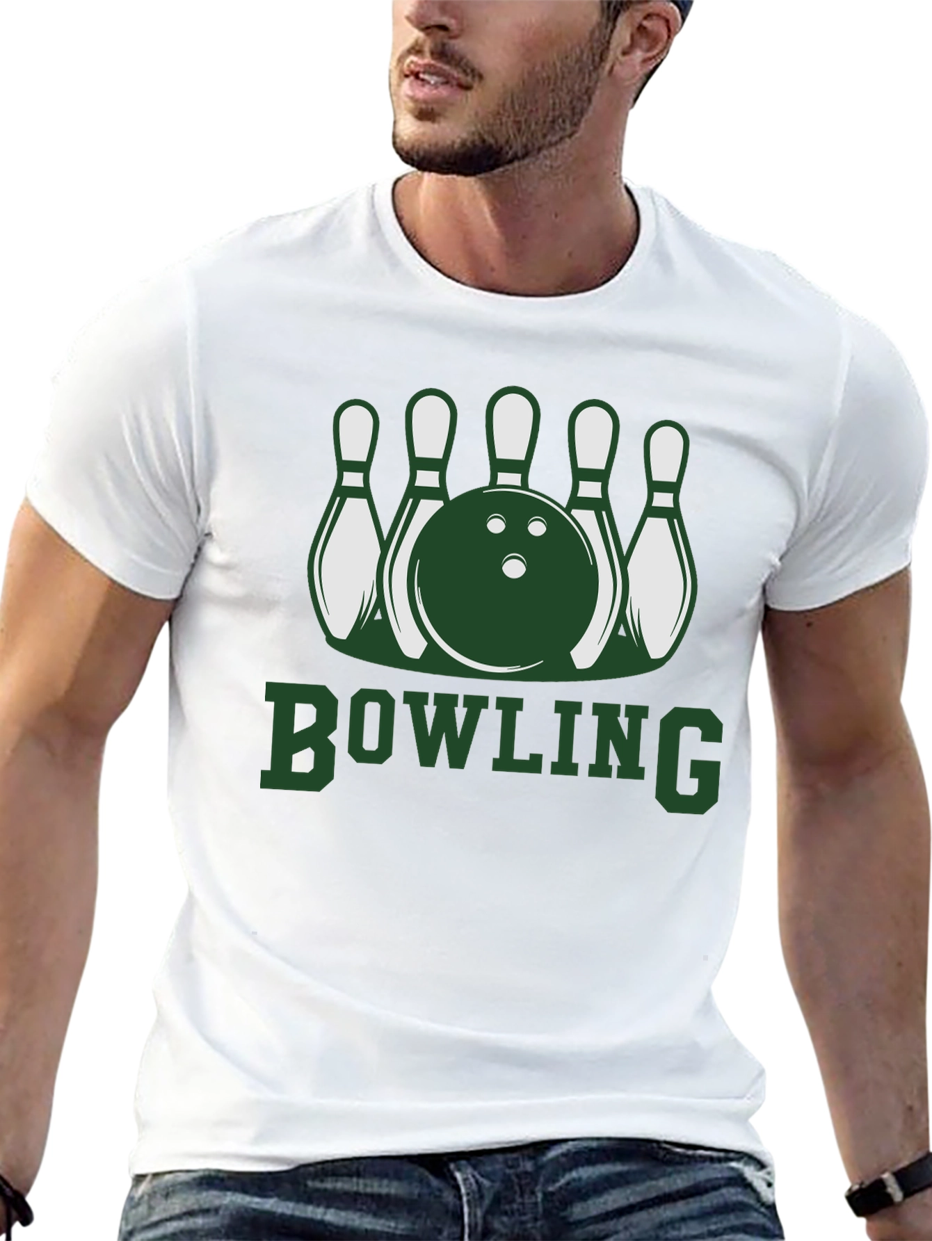 Black Bowling Pins & Ball Graphic T-Shirt view 13
