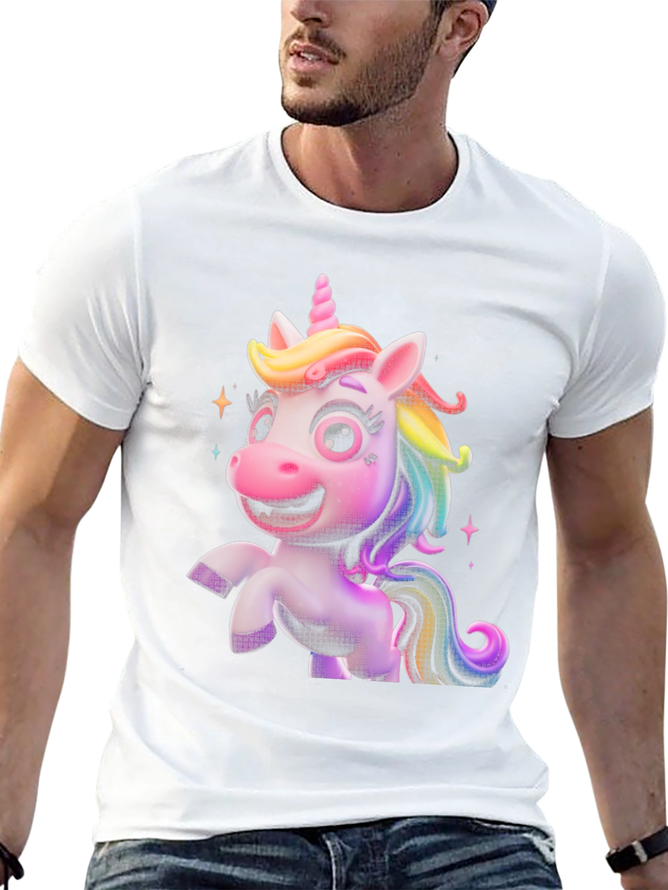 Black Cute Unicorn Graphic Tee - Black T-Shirt view 13