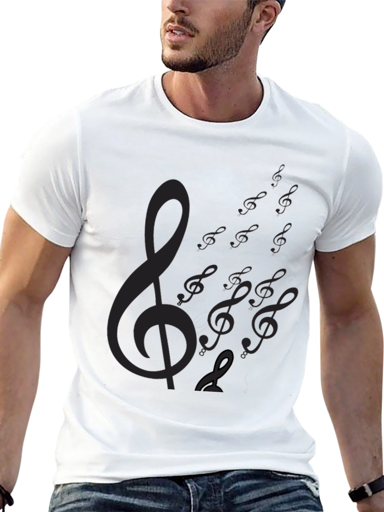 Black Men's Black Music Note Graphic Tee view 13