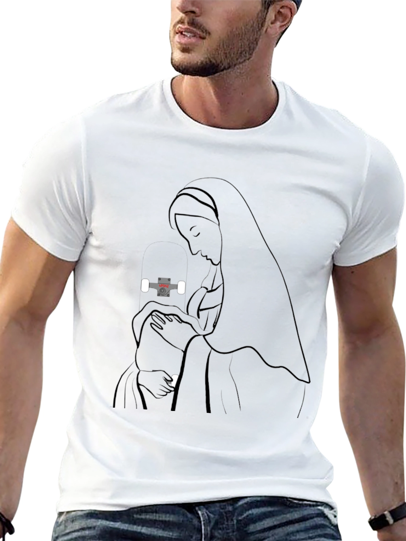 Black Virgin Mary & Baby T-Shirt - Unique Graphic Tee view 13
