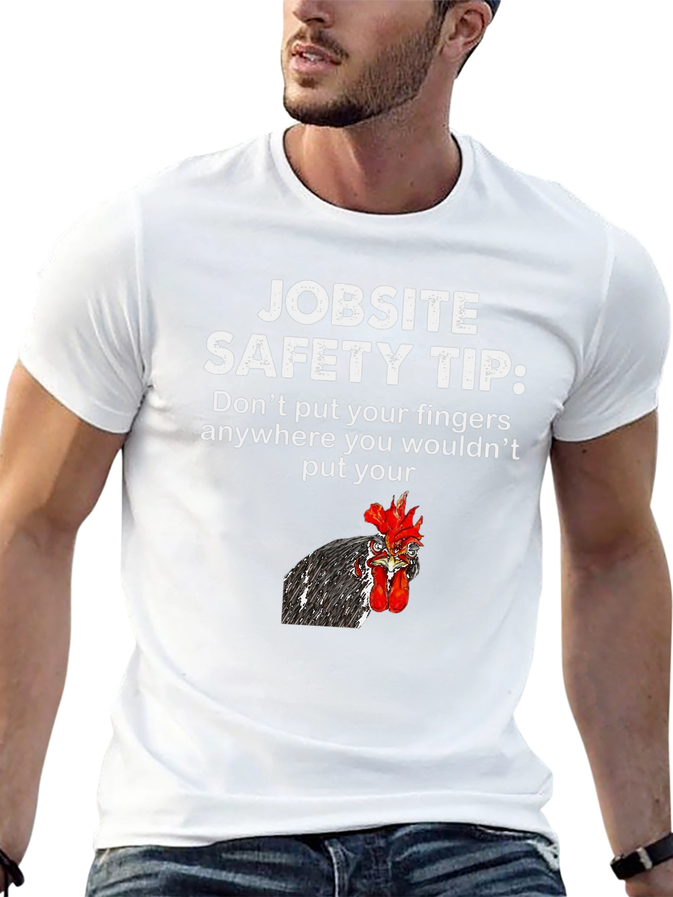 Black Jobsite Safety Tip Chicken T-Shirt view 13