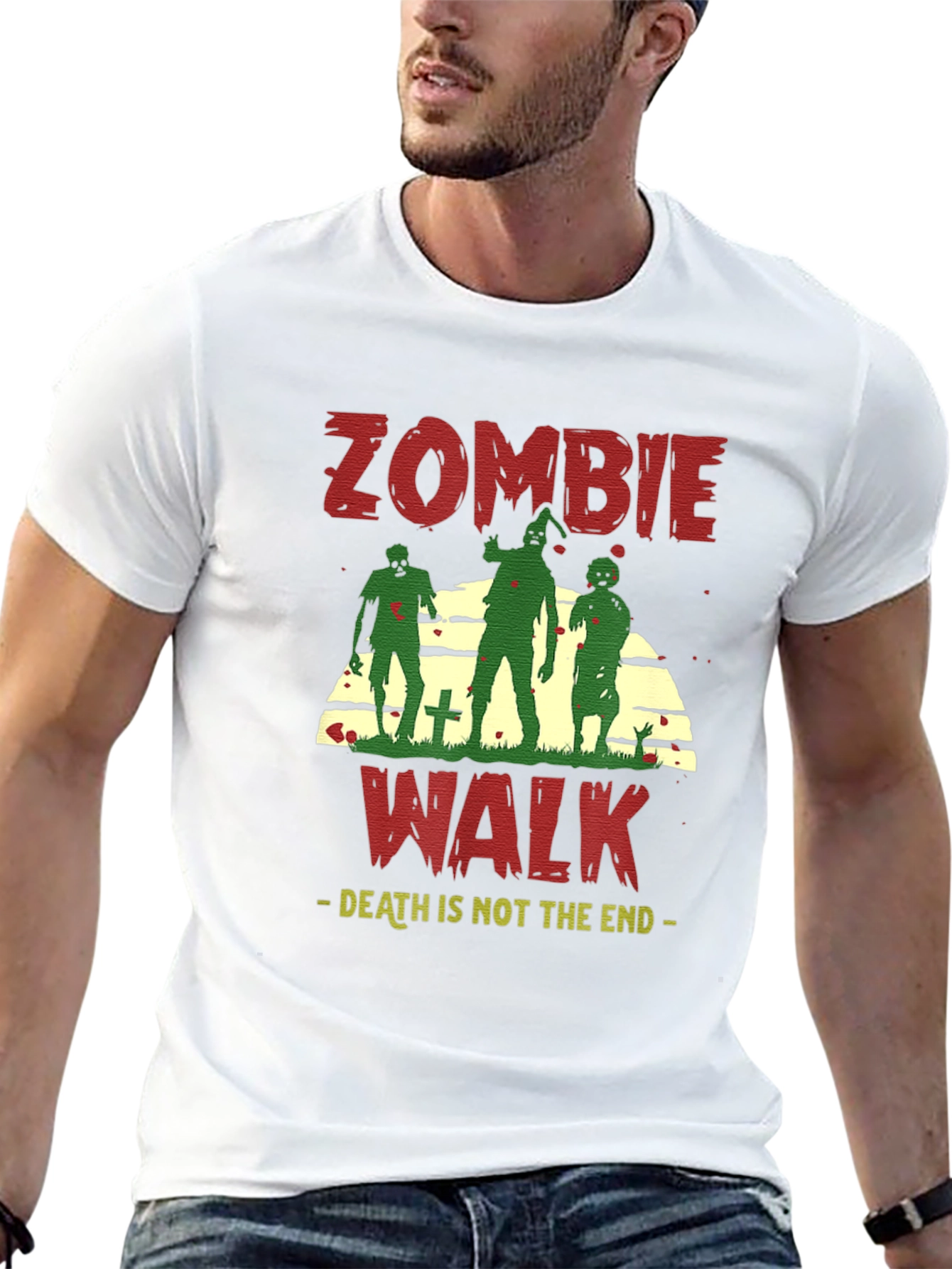 Black Zombie Walk Graphic T-Shirt - Death is Not the End view 13