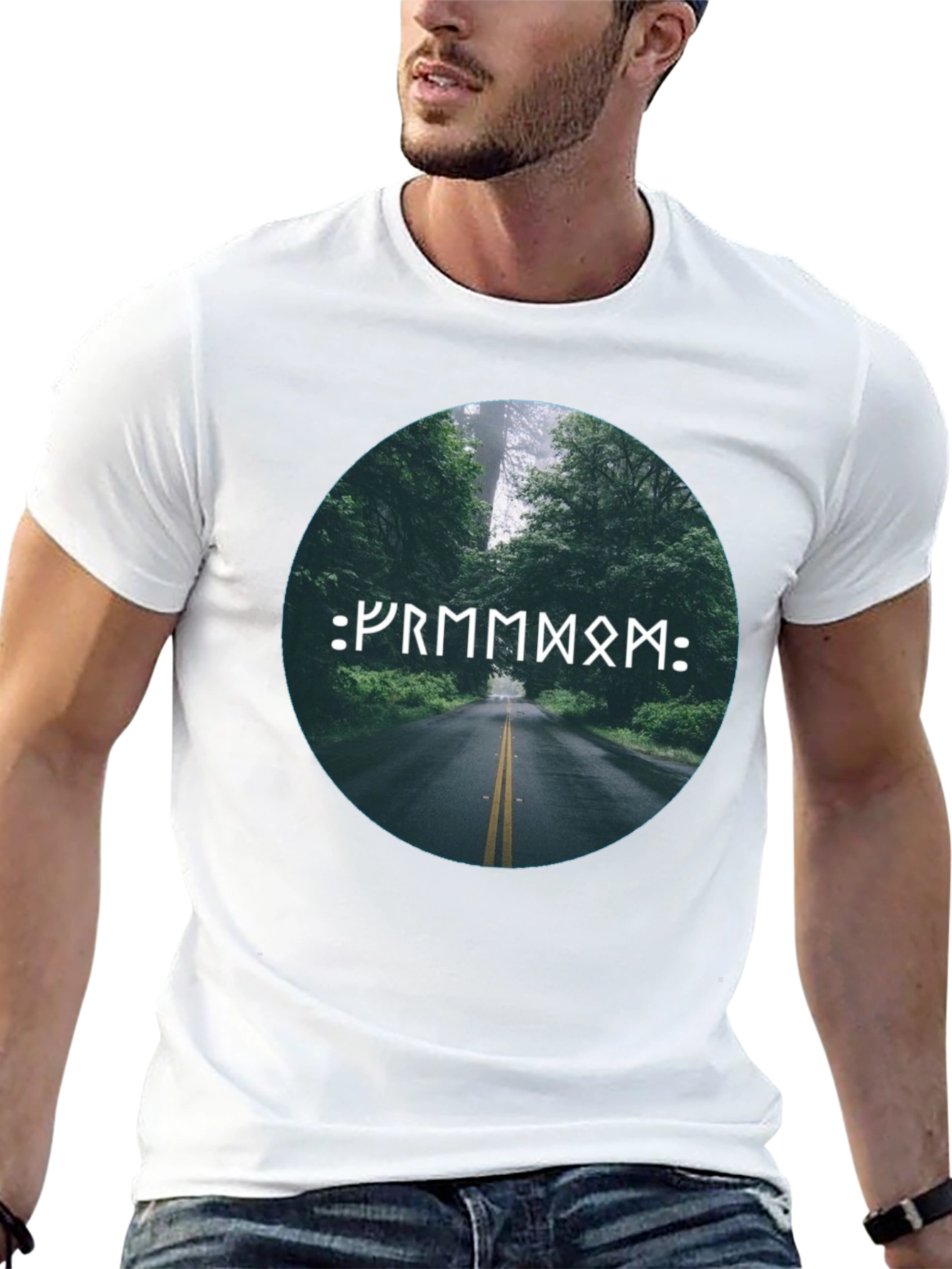 Black Nature Road Rune Black T-Shirt view 13