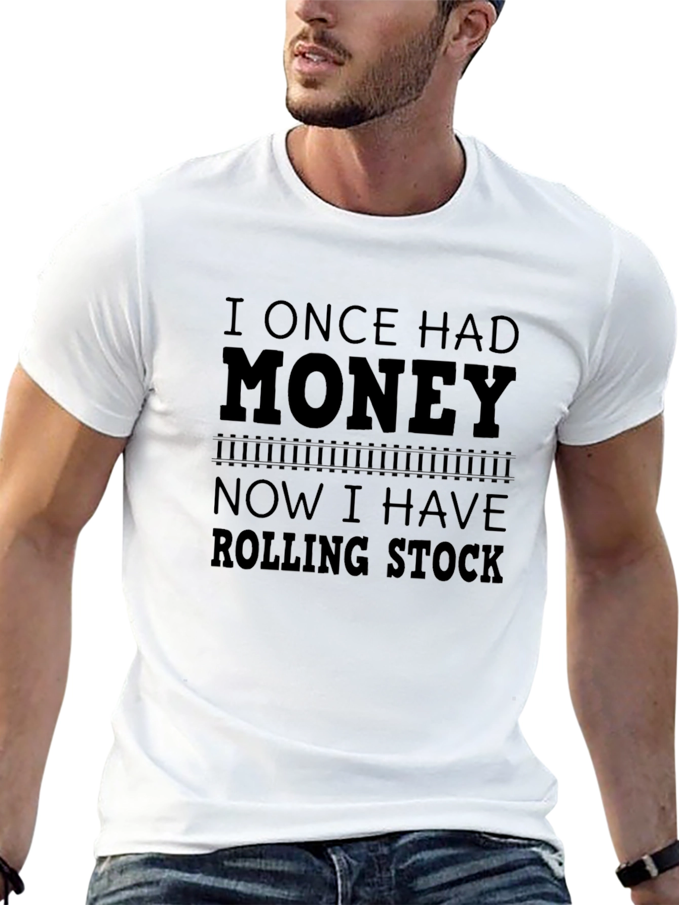 Black I Once Had Money Now I Have Rolling Stock Funny T-Shirt view 13