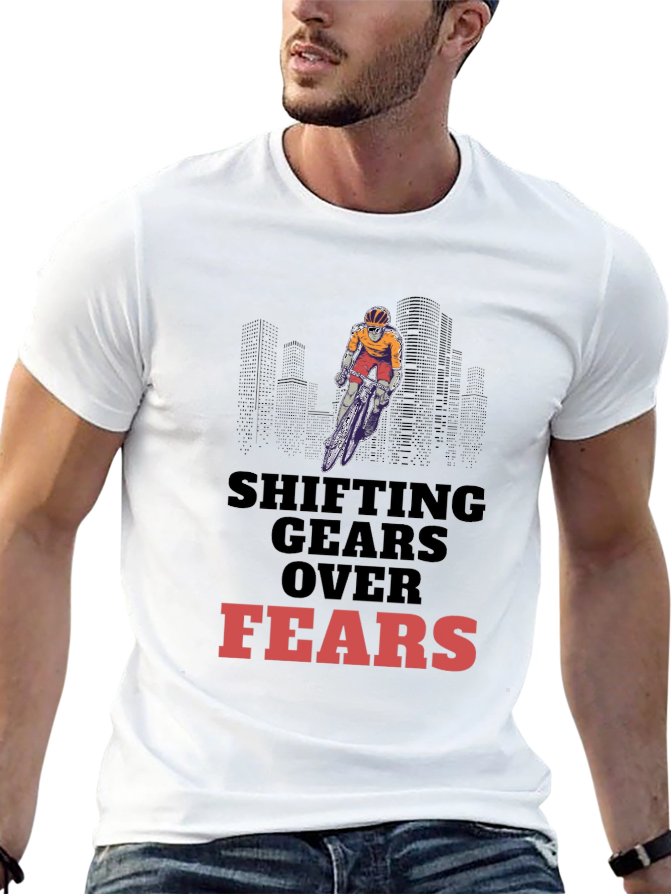 Black Shifting Gears Over Fears Graphic Tee - Sporty Black T-Shirt view 13
