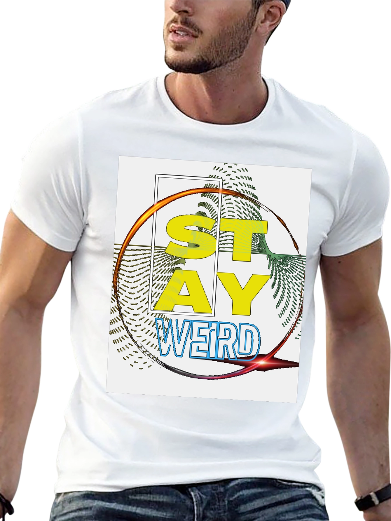 Black Stay Weird Graphic Print T-Shirt - Black view 13