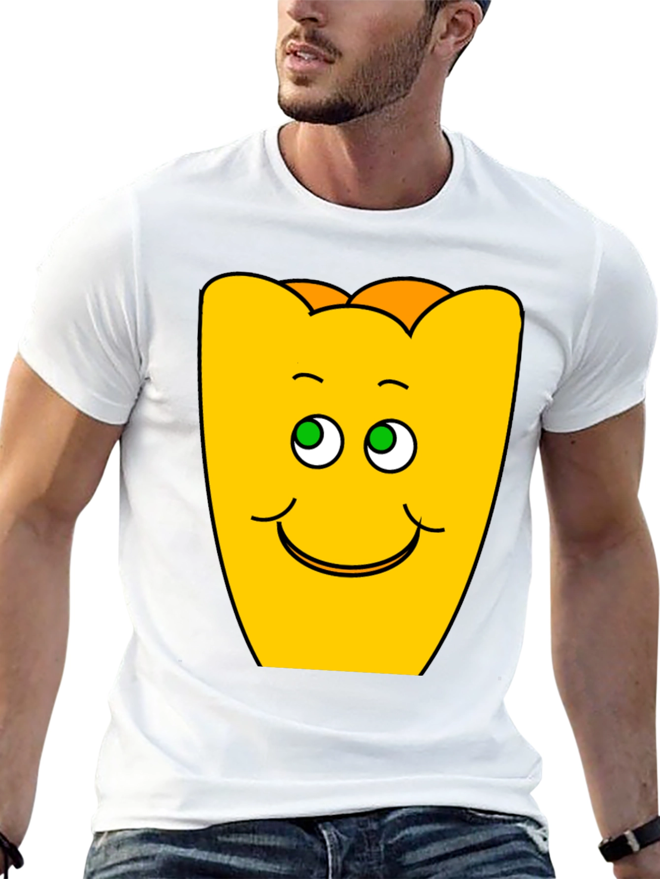 Black Funny Smiling Yellow Character Black T-Shirt view 13