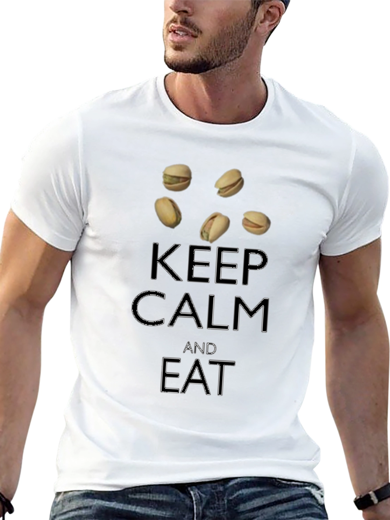 Black Keep Calm and Eat Pistachios T-Shirt view 13