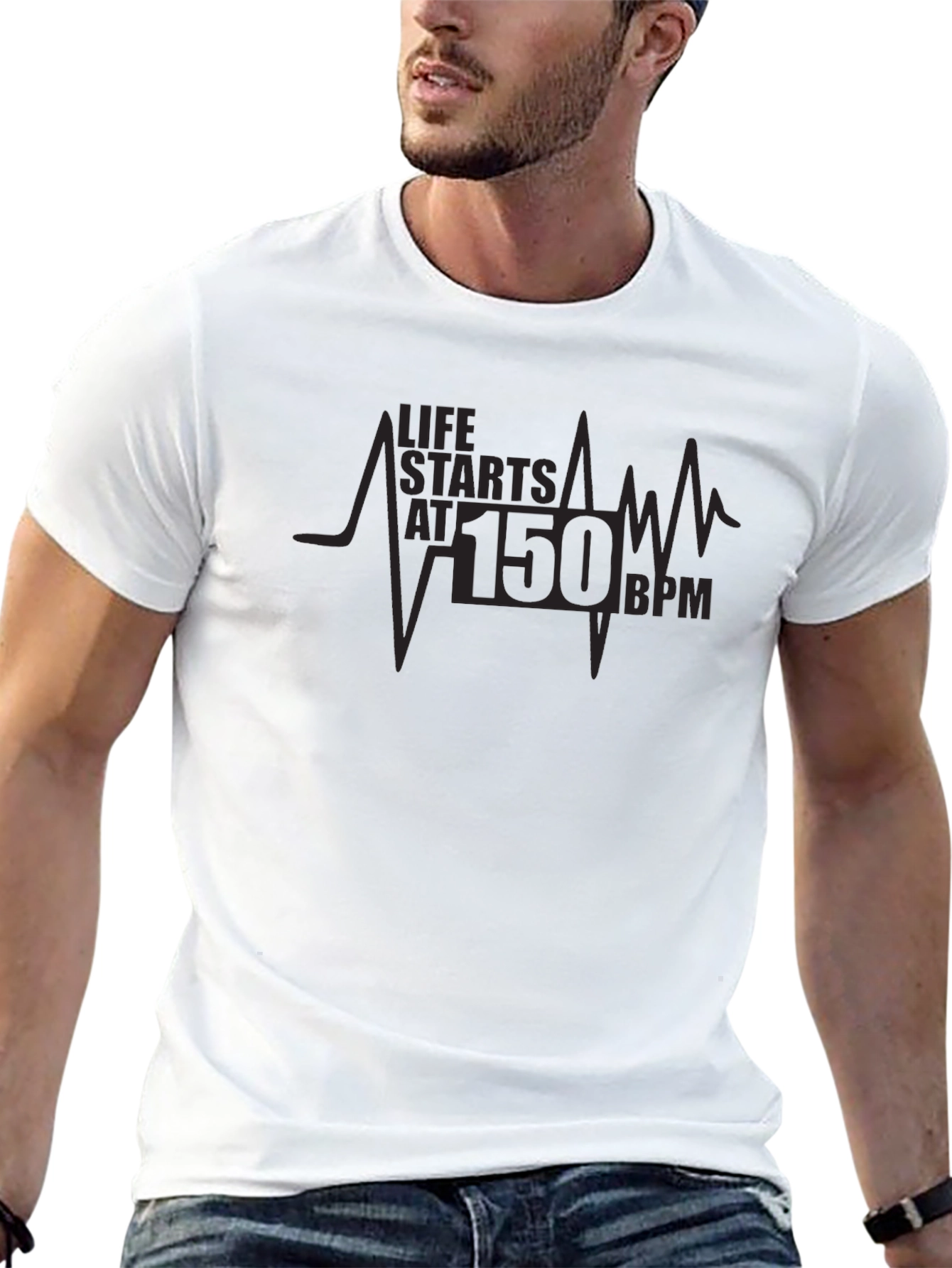 Black Life Starts at 150 BPM Graphic Tee view 13