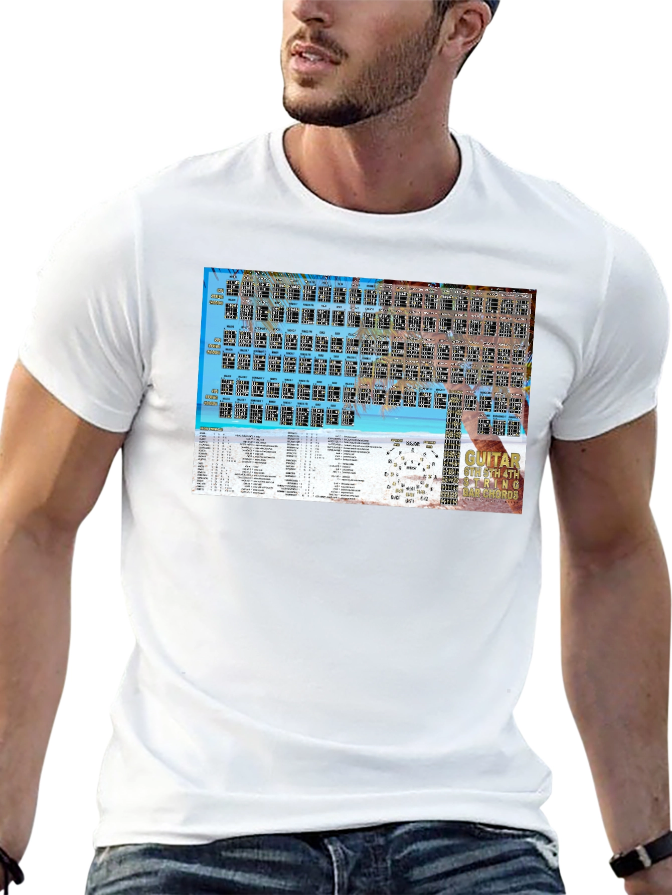 Black Guitar Chords Beach T-Shirt view 13