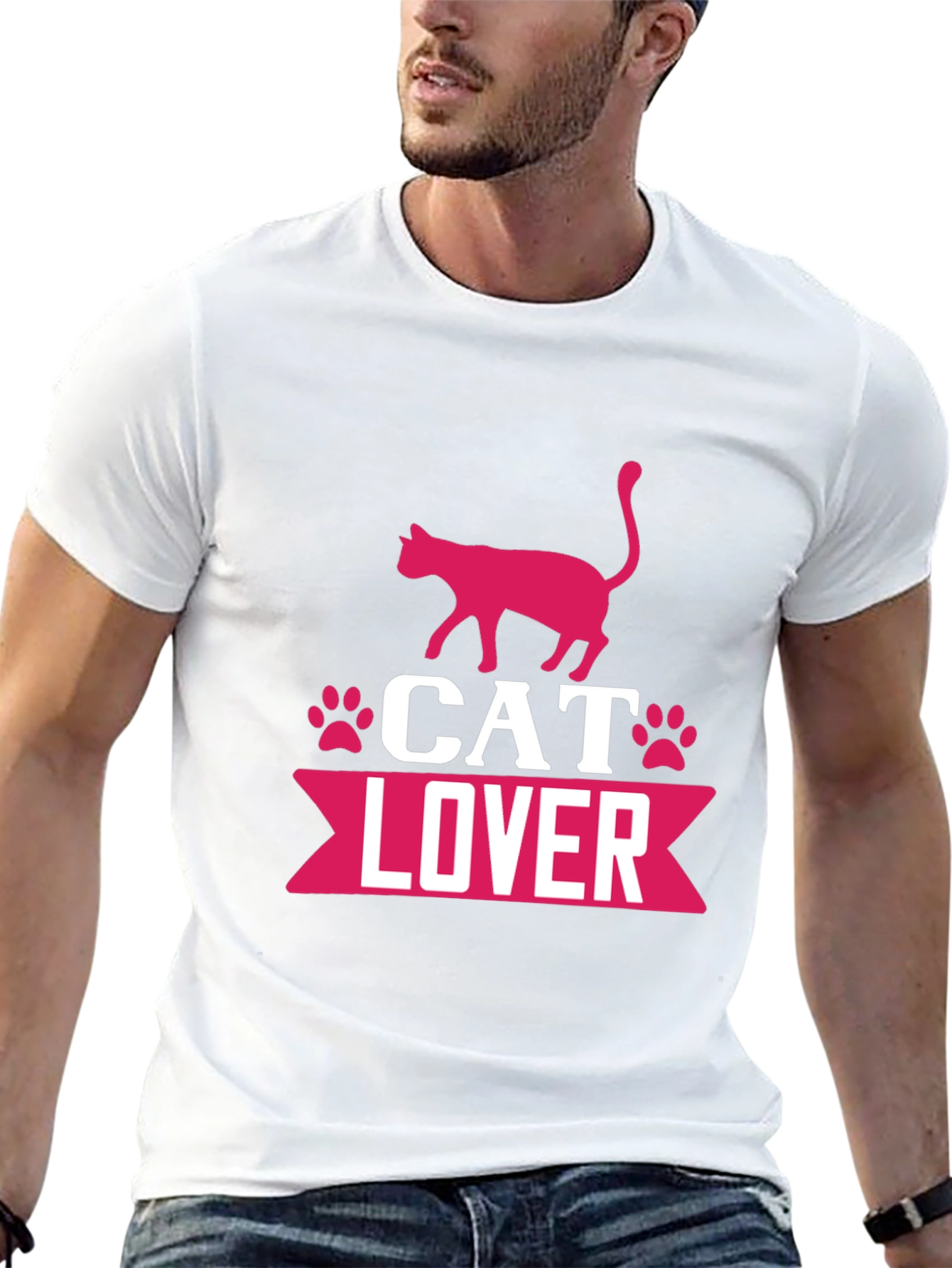 Black Cat Lover Graphic T-Shirt - Cute Pink Design view 13