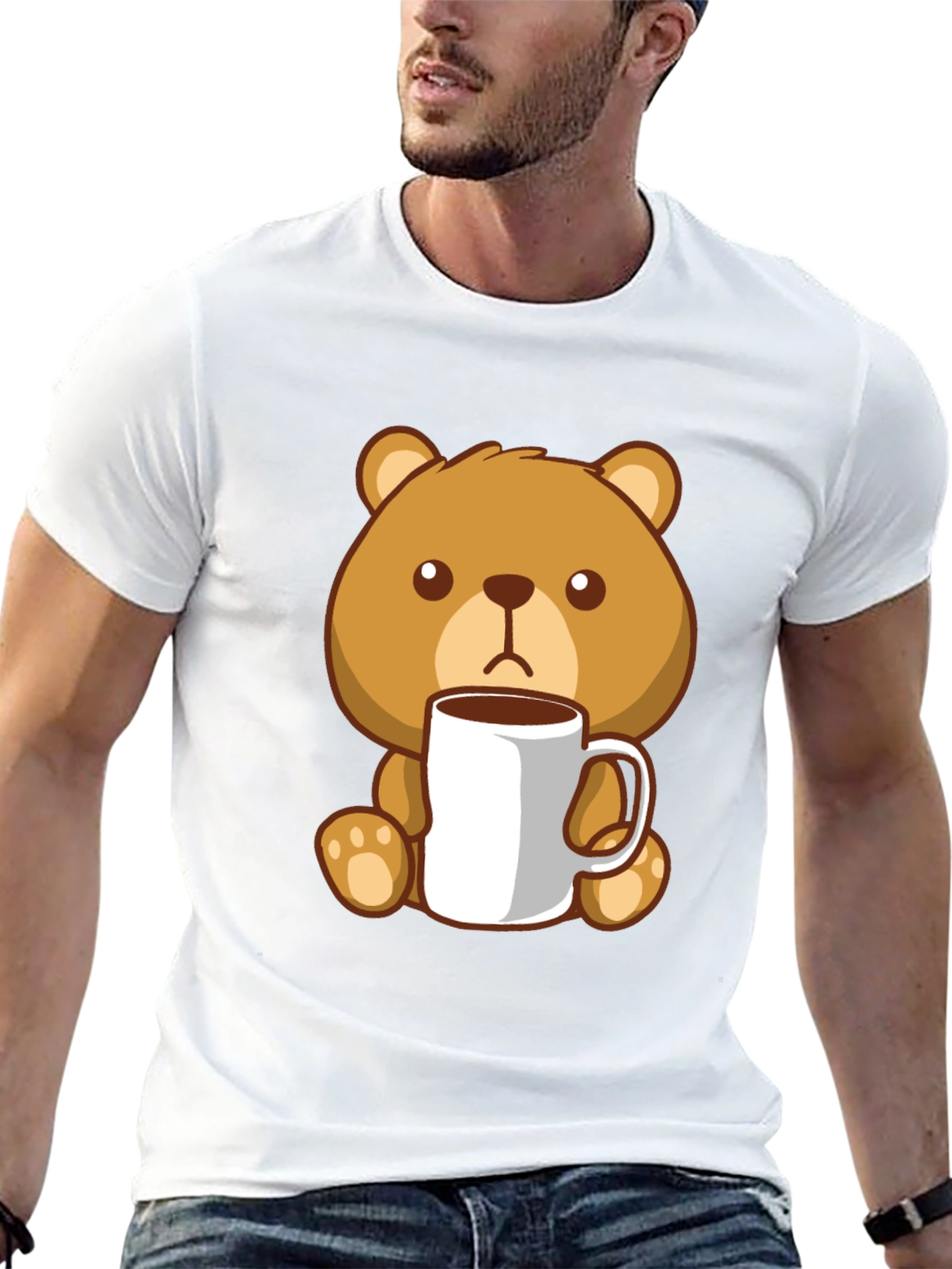 Black Cute Bear Coffee Lover Black T-Shirt view 13