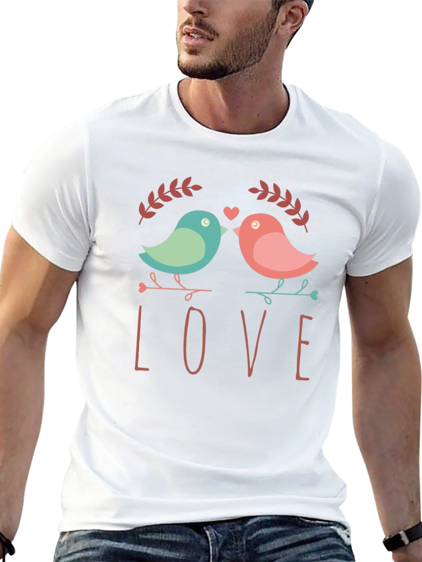 Black Love Birds Graphic Print T-Shirt view 13