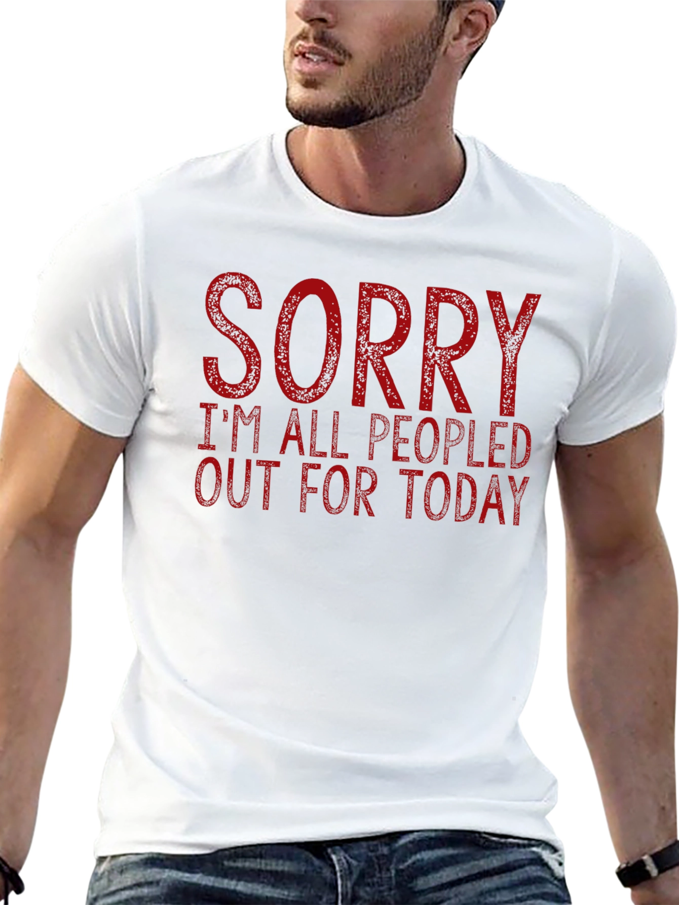 Black Sorry I'm All Peopled Out Today Graphic Tee view 13