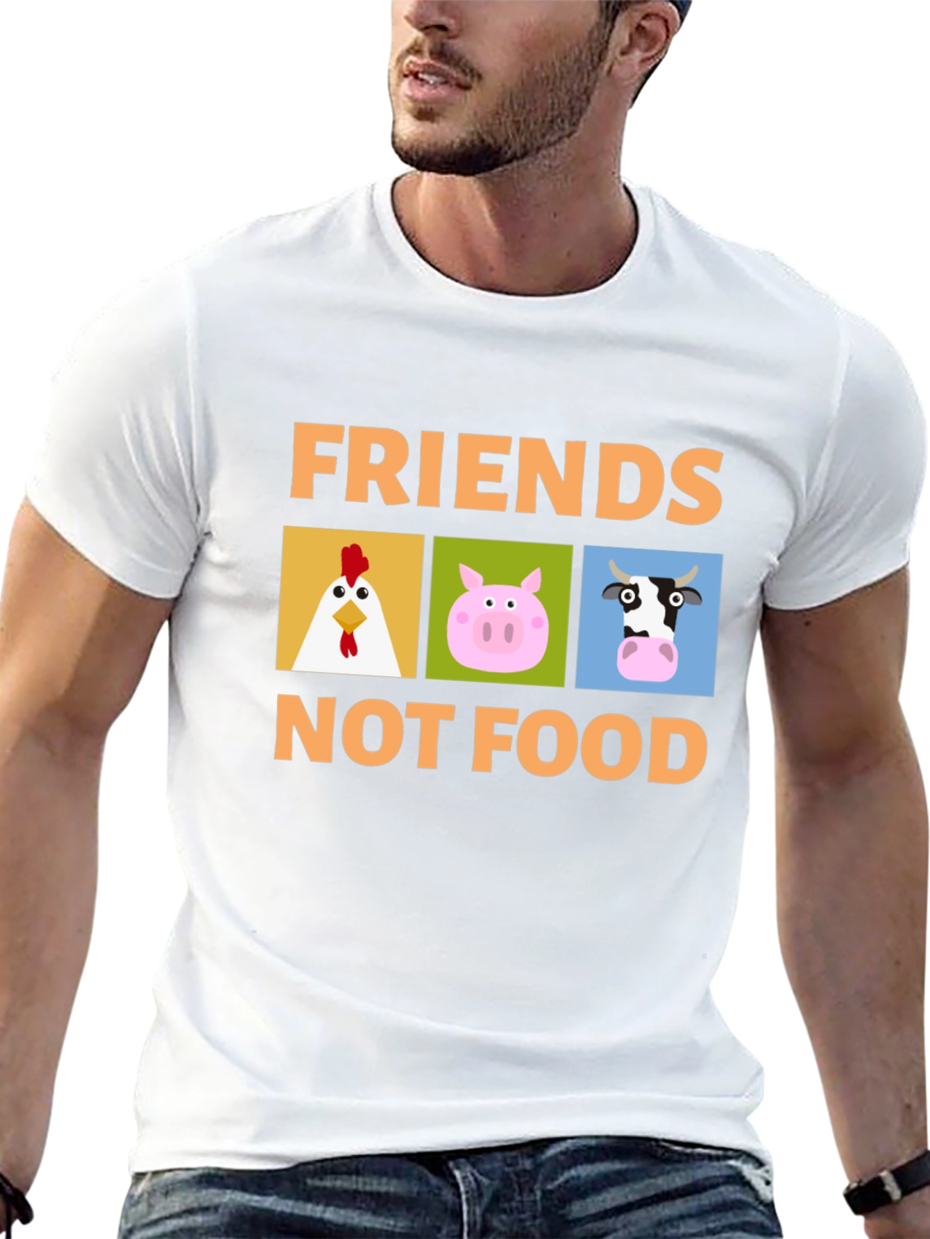 Black Friends Not Food T-Shirt Vegan Animal Lover Tee view 13