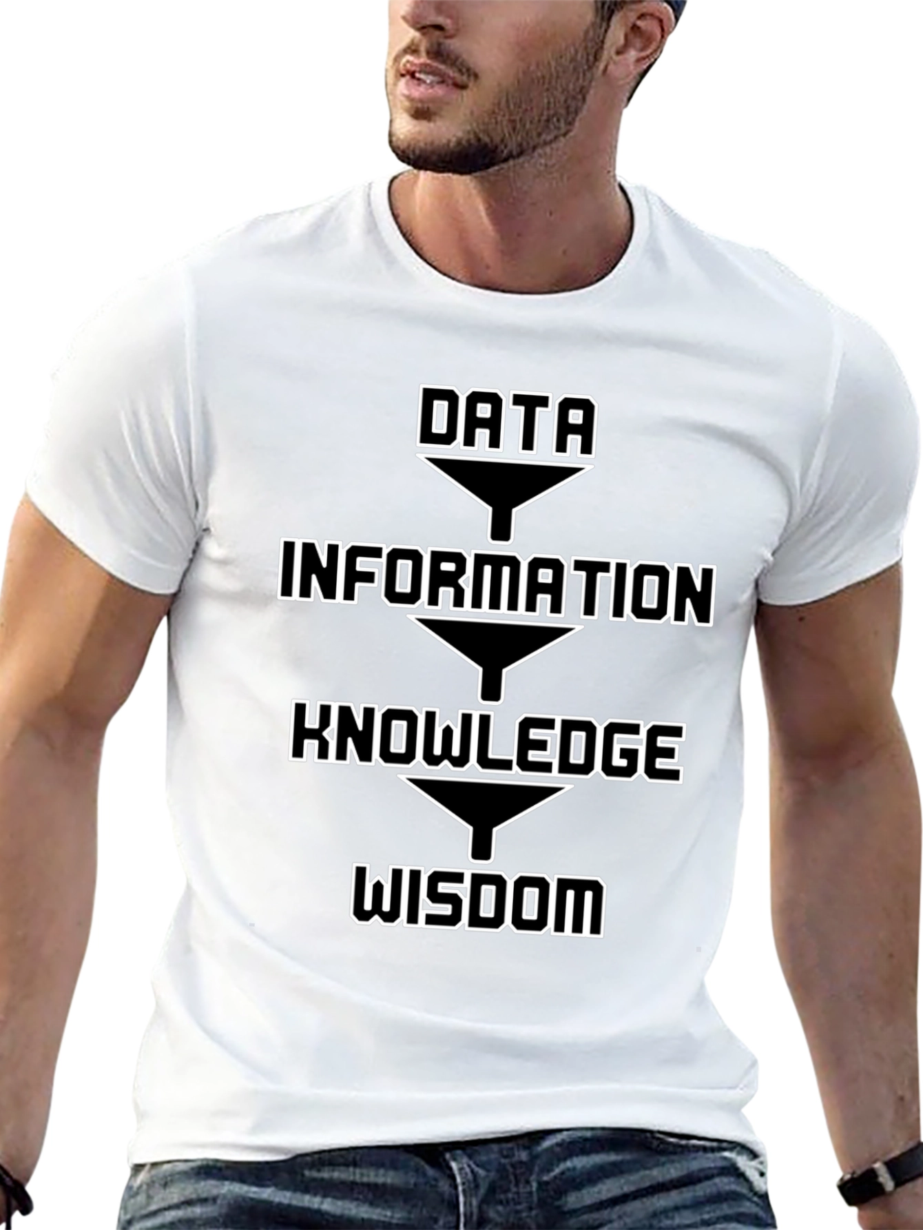 Black Data Information Knowledge Wisdom Black T-Shirt view 13