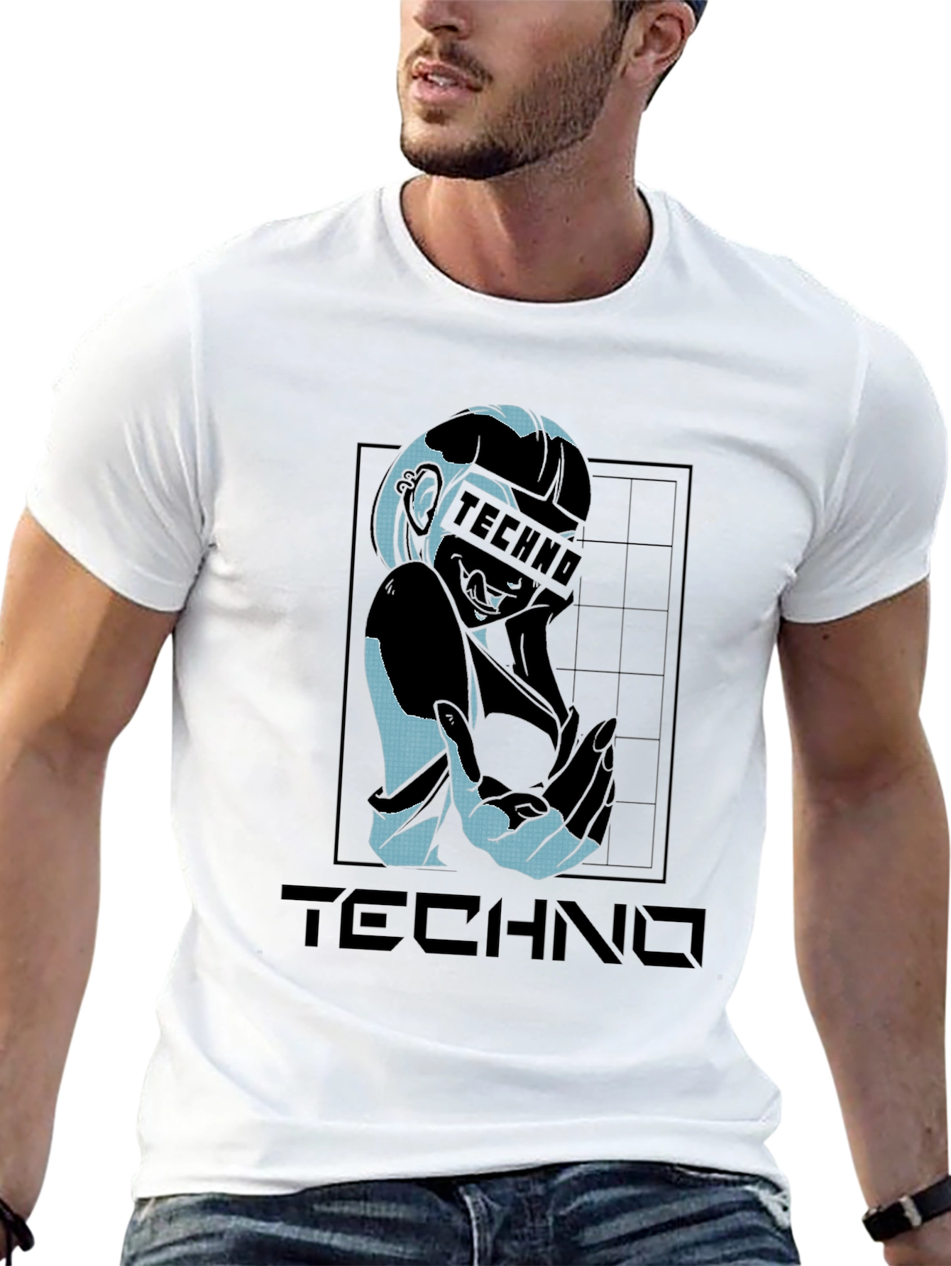 Black Techno Graphic T-Shirt - Stylish Black Tee view 13