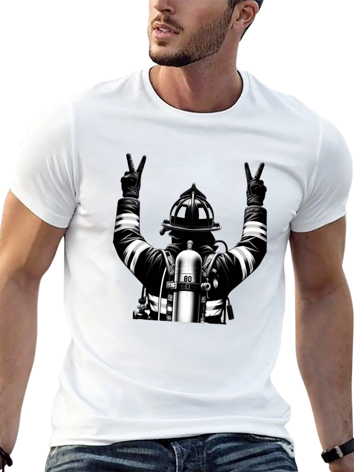 Black Firefighter 'Peace' Graphic Tee - Black view 13