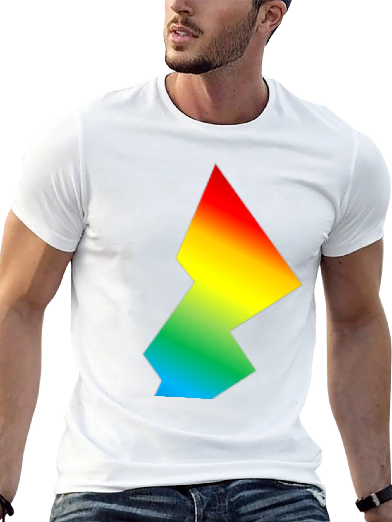 Black Rainbow Gradient Geometric Graphic Tee view 13