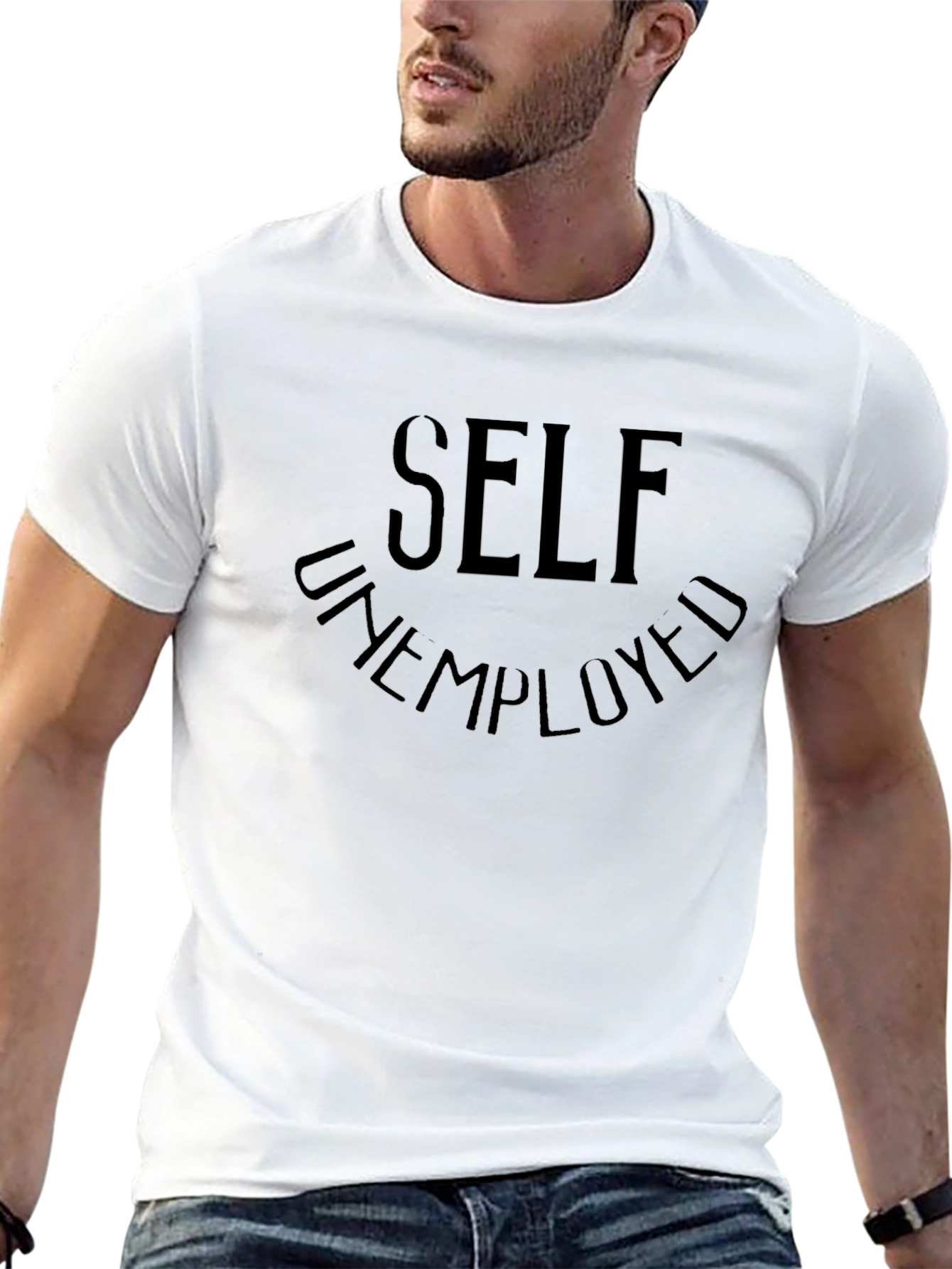 Black Self Unemployed Graphic Tee - Casual Black T-Shirt view 13