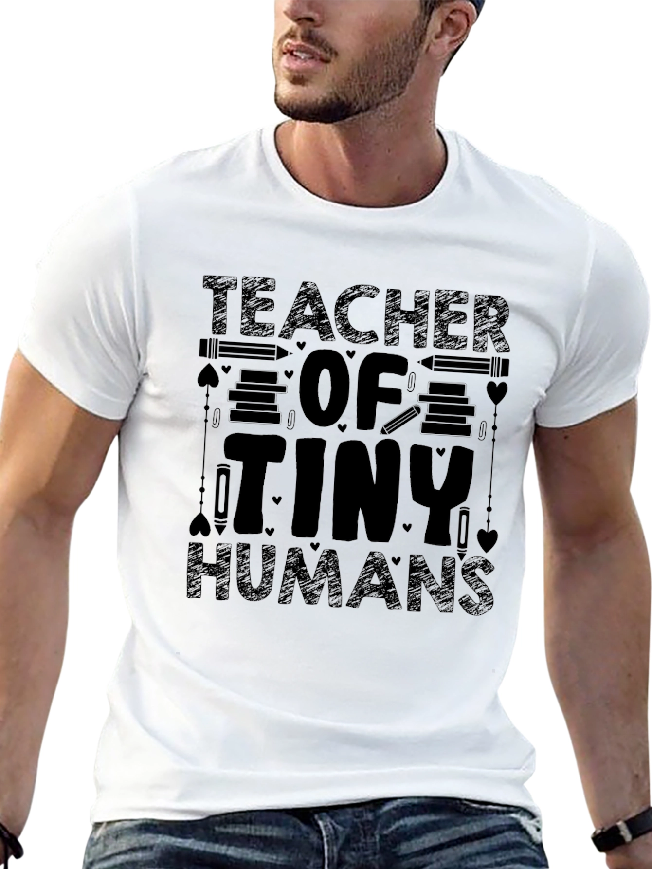 Black Teacher of Tiny Humans Black Graphic T-Shirt view 13