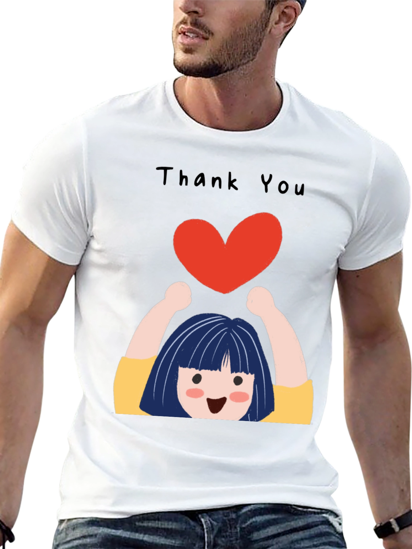 Black Thank You Heart Graphic T-Shirt view 13