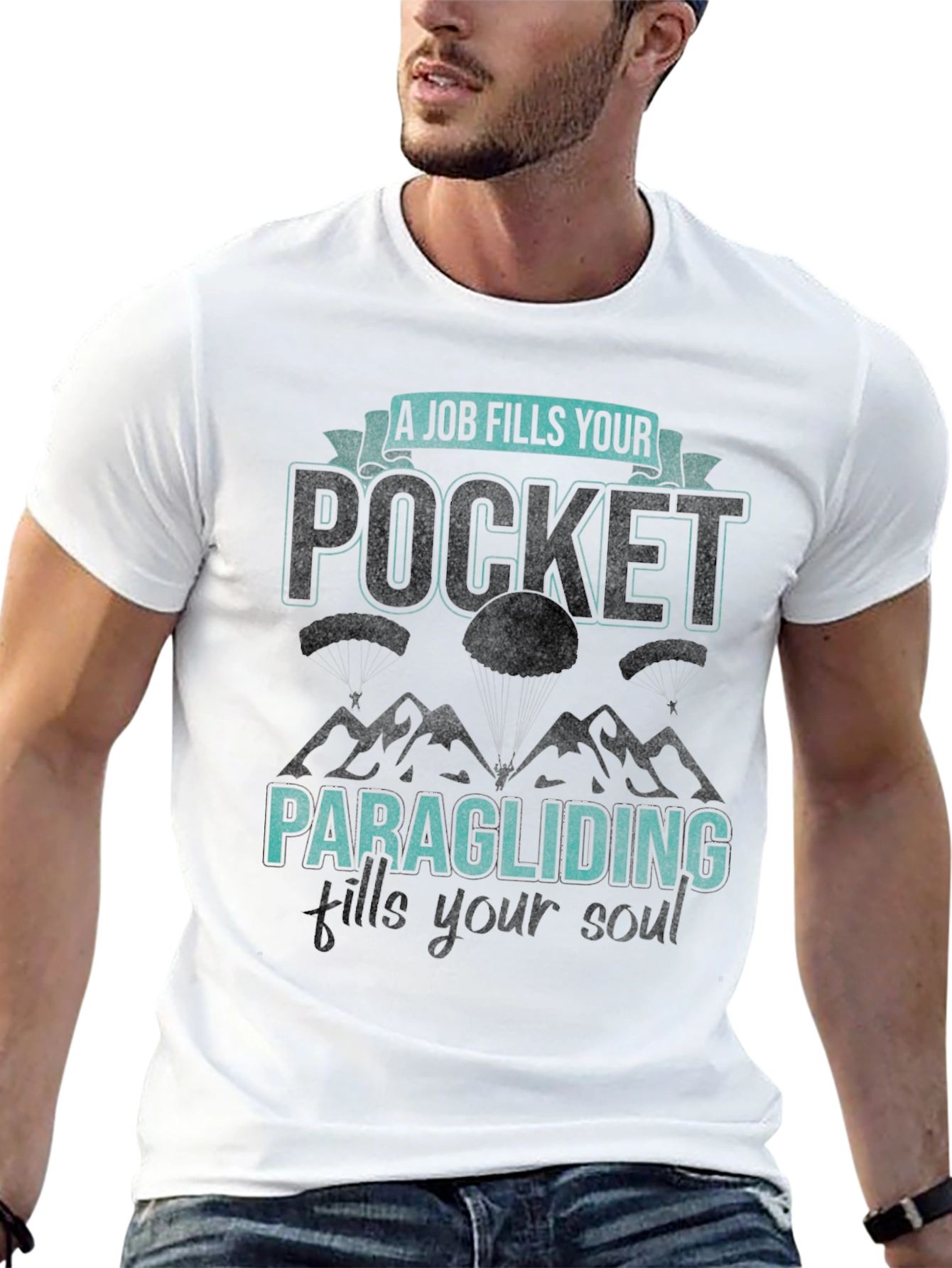 Black Paragliding Fills Your Soul Black Graphic Tee view 13