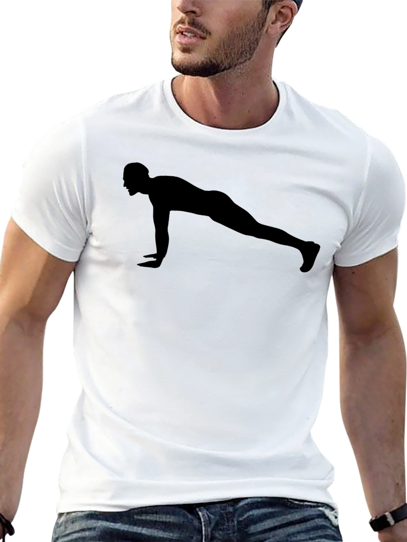 Black Fitness Push-Up Silhouette Black T-Shirt view 13