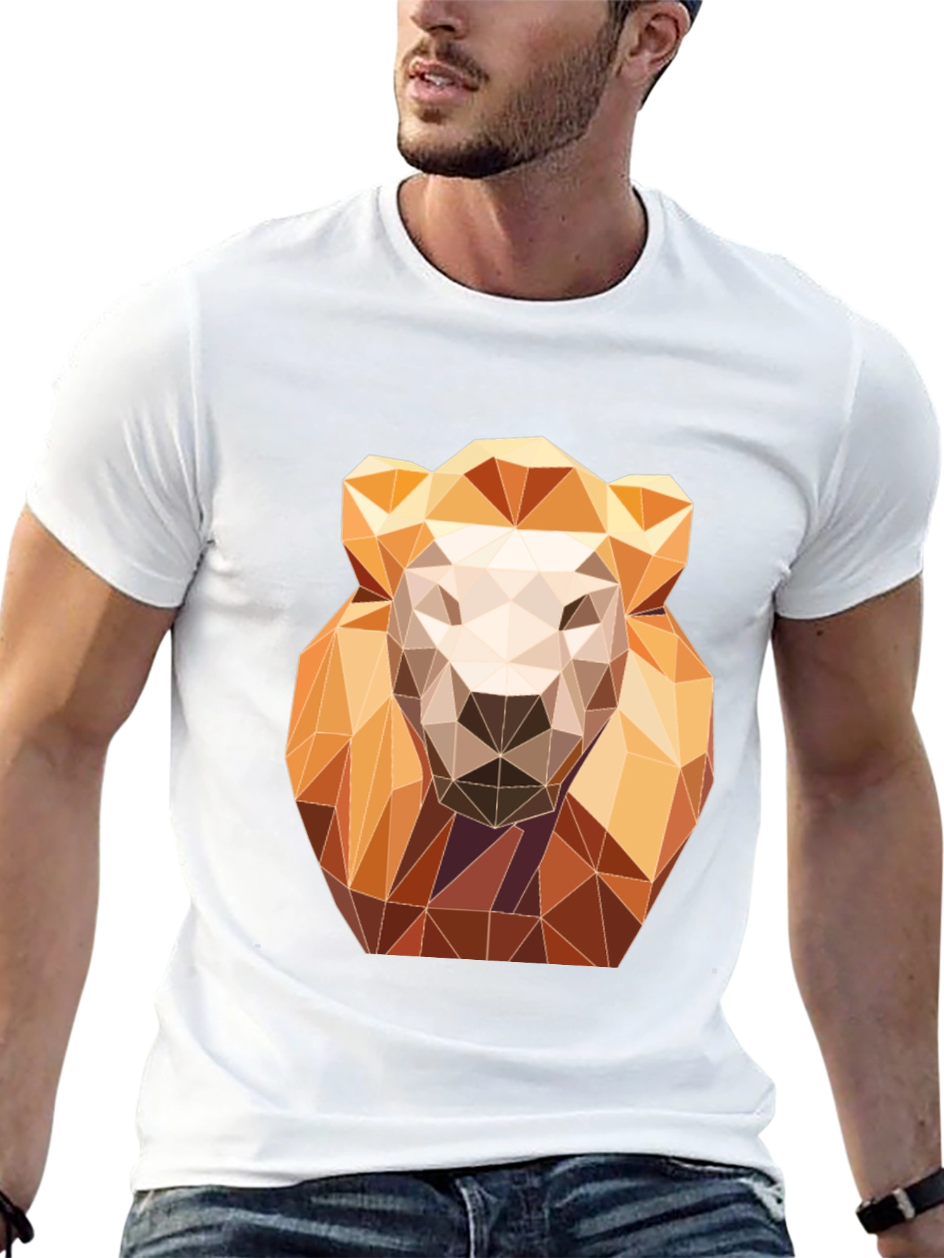 Black Geometric Lion Graphic Tee - Modern Art Design view 13