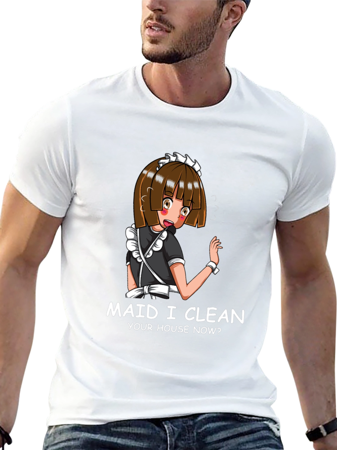 Black Anime Maid Graphic T-Shirt view 13