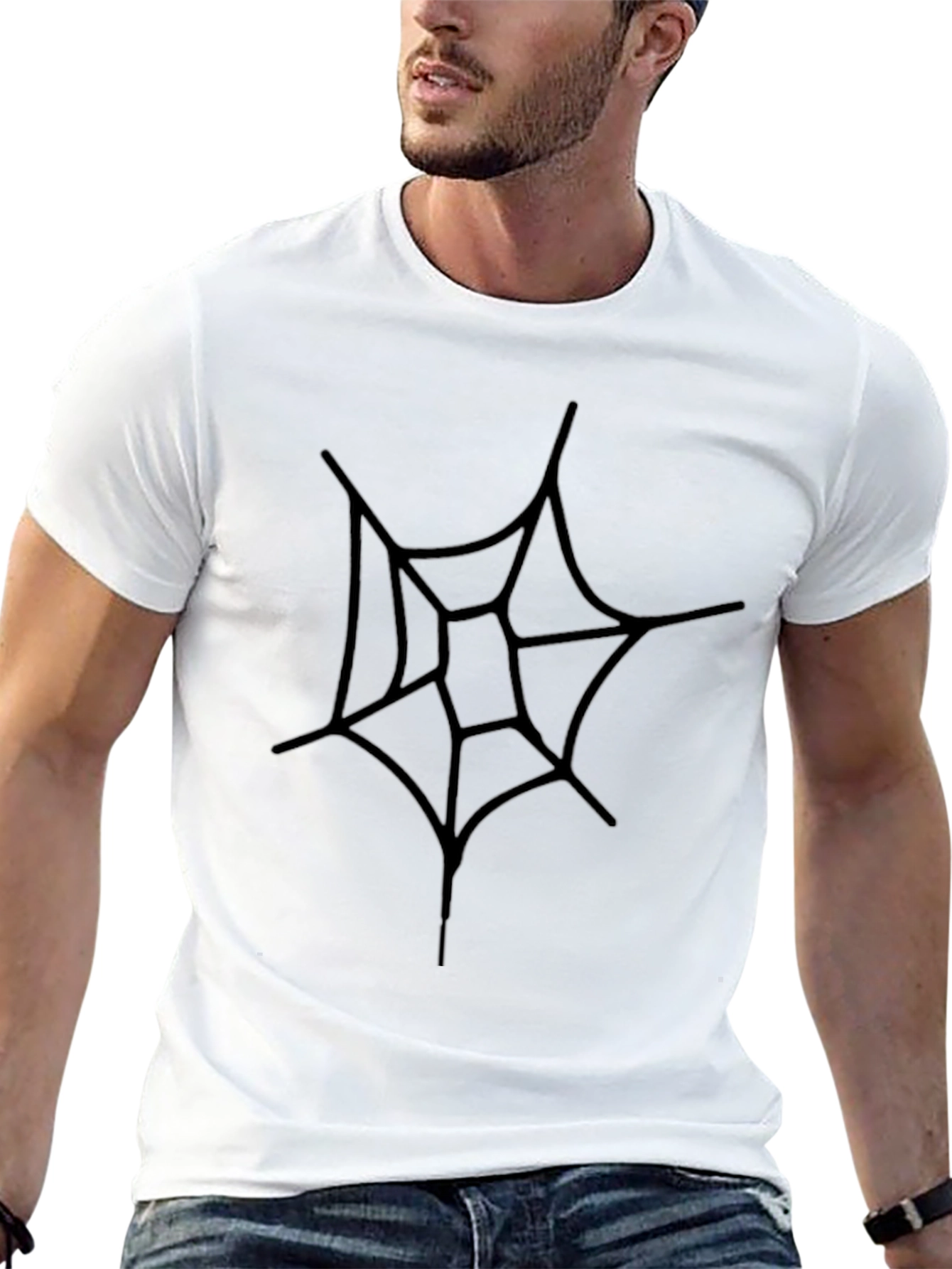 Black Men's Black Spiderweb Graphic T-Shirt view 13