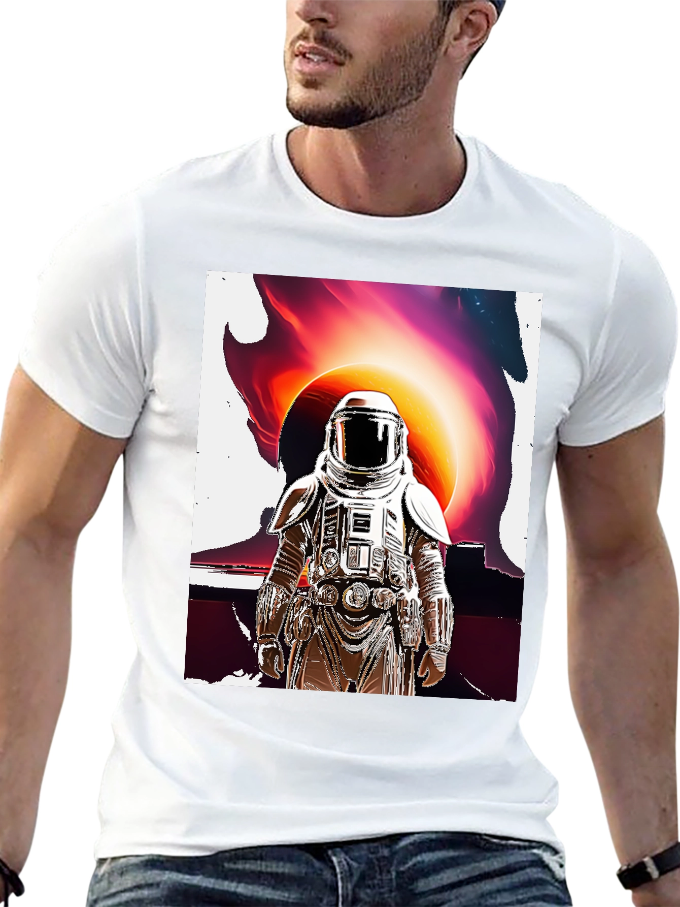 Black Astronaut Graphic T-Shirt - Space Art Tee view 13