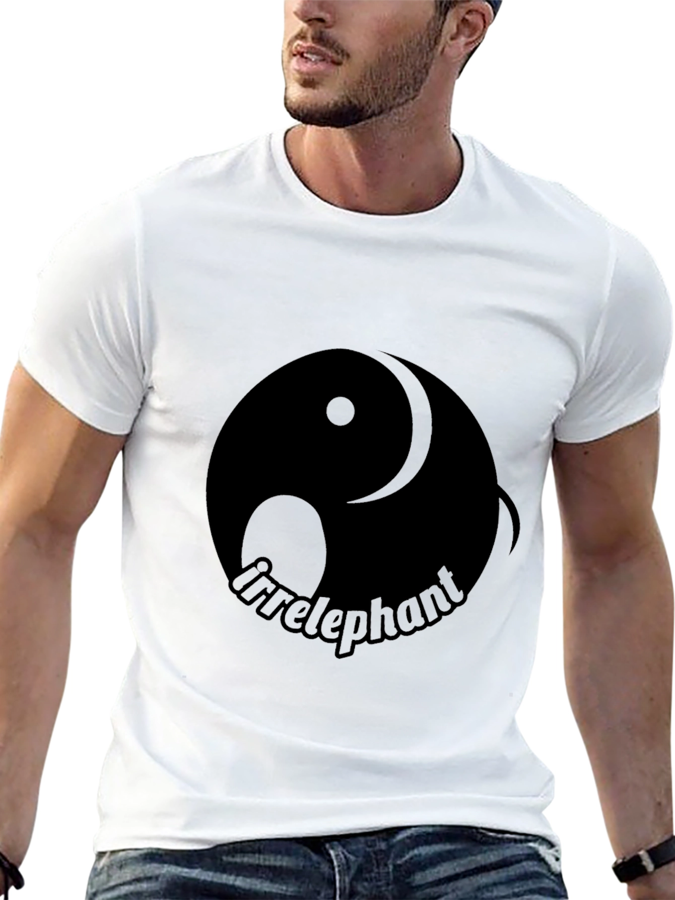 Black Irrelephant Yin Yang T-Shirt - Black view 13