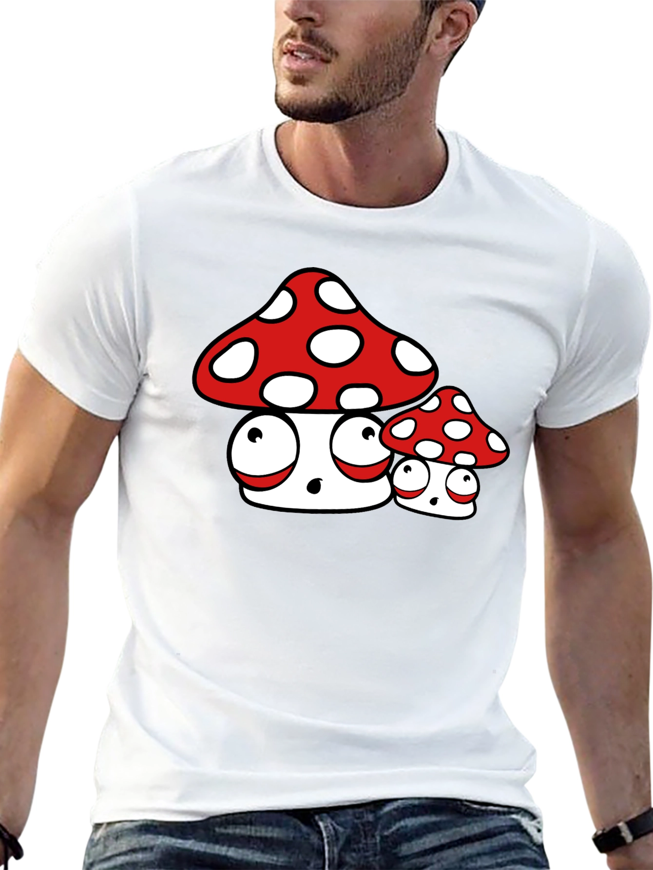 Black Funny Mushroom Graphic Tee view 13