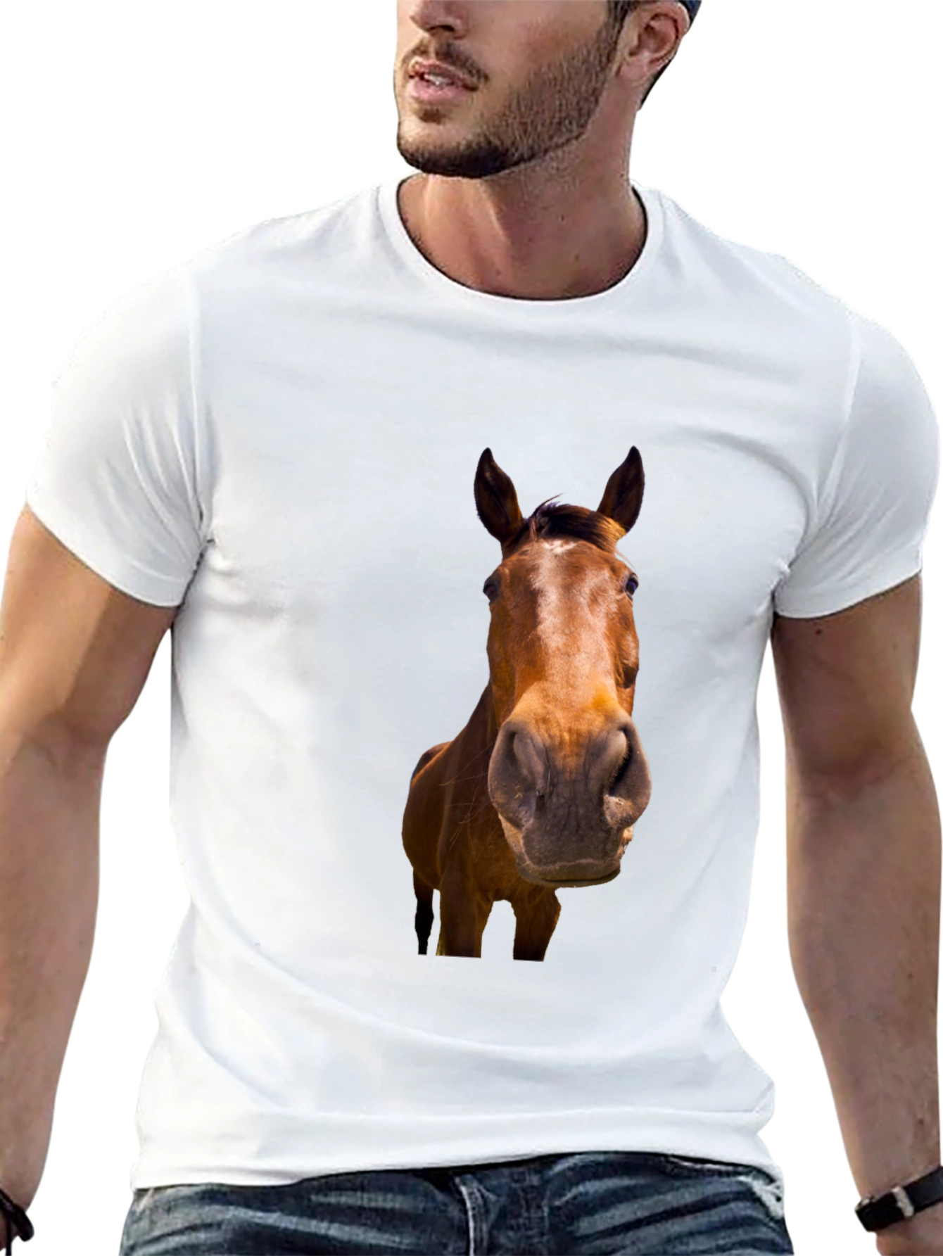 Black Black Horse Graphic T-Shirt for Men view 13