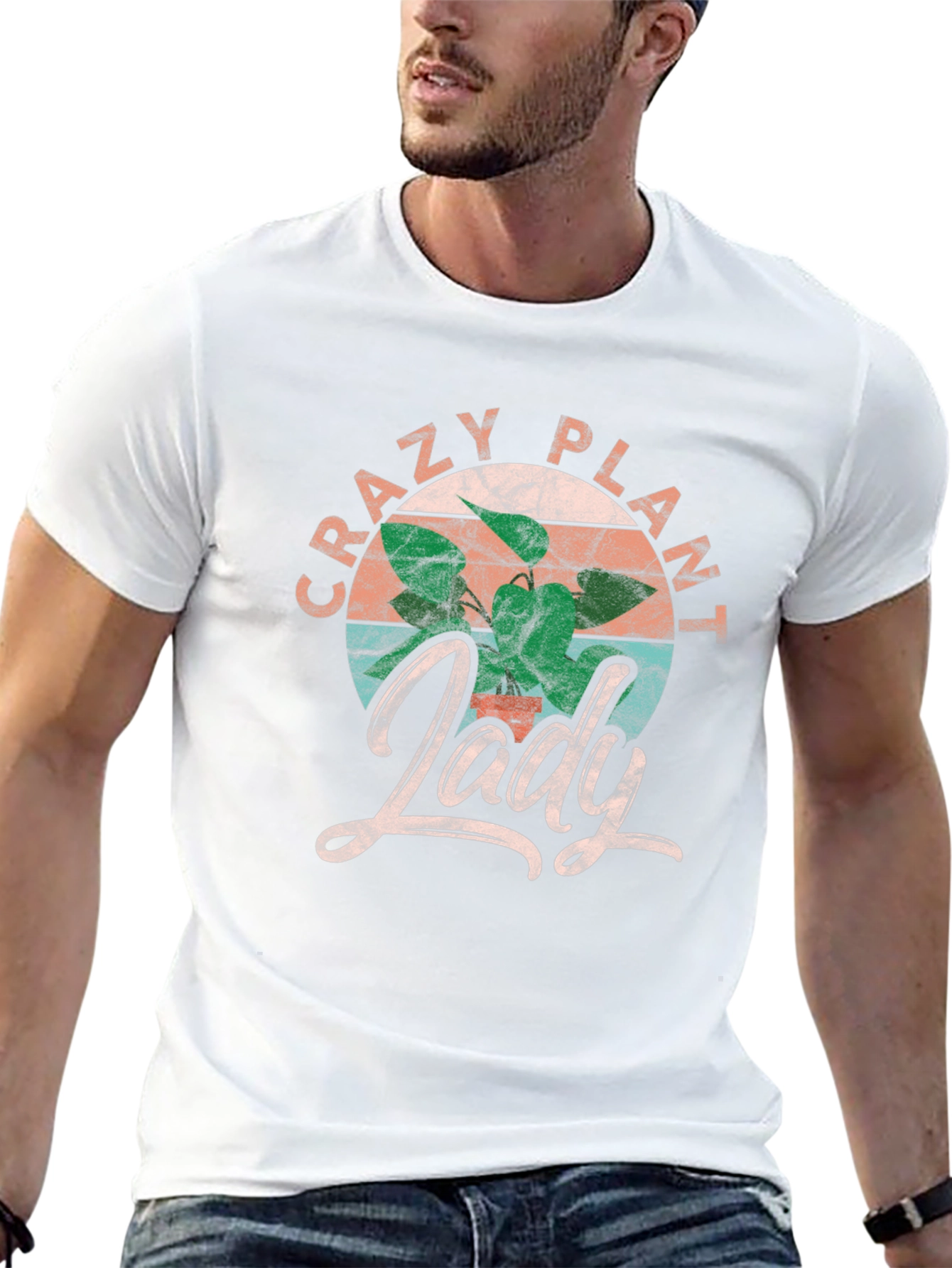 Black Crazy Plant Lady T-Shirt - Fun Graphic Tee view 13