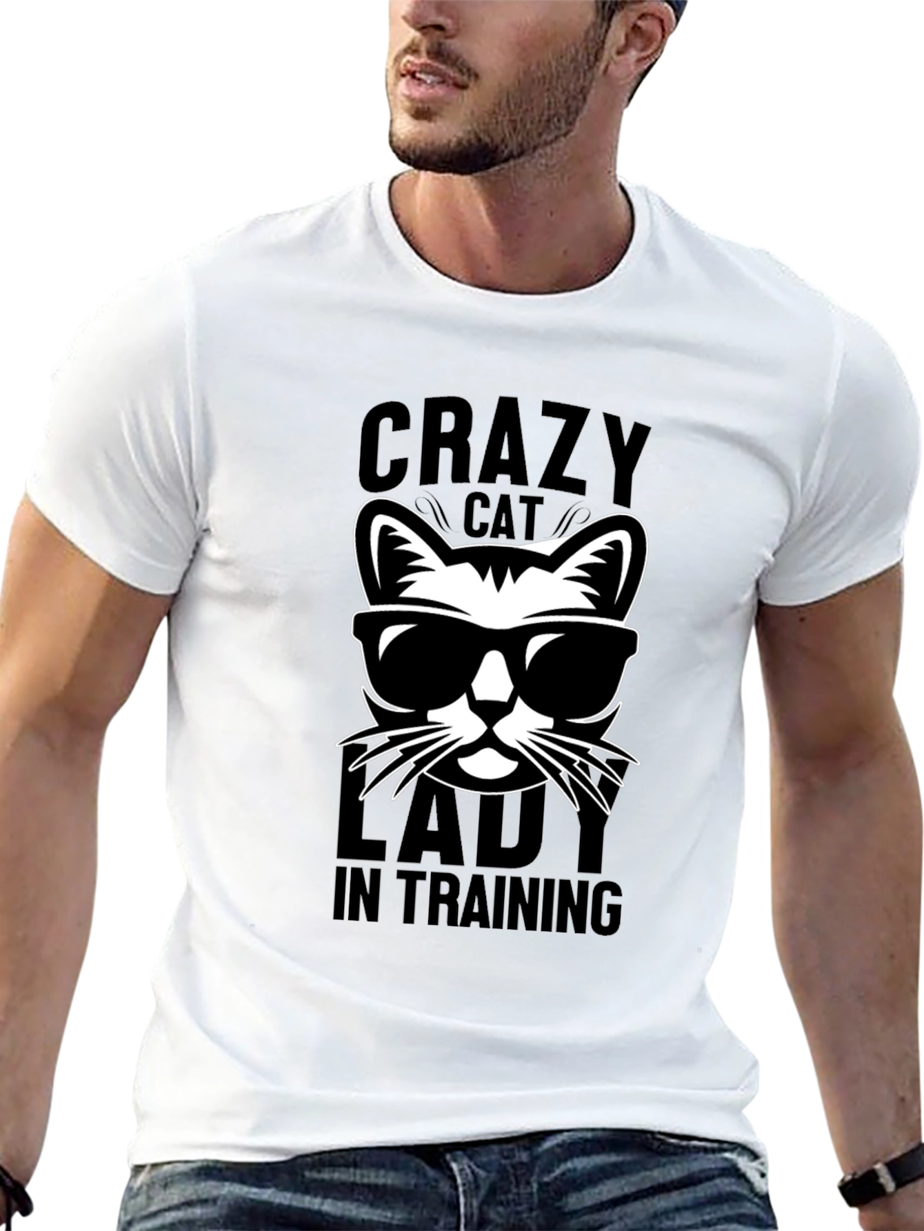Black Crazy Cat Lady T-Shirt, Funny Cat Lover Tee view 13