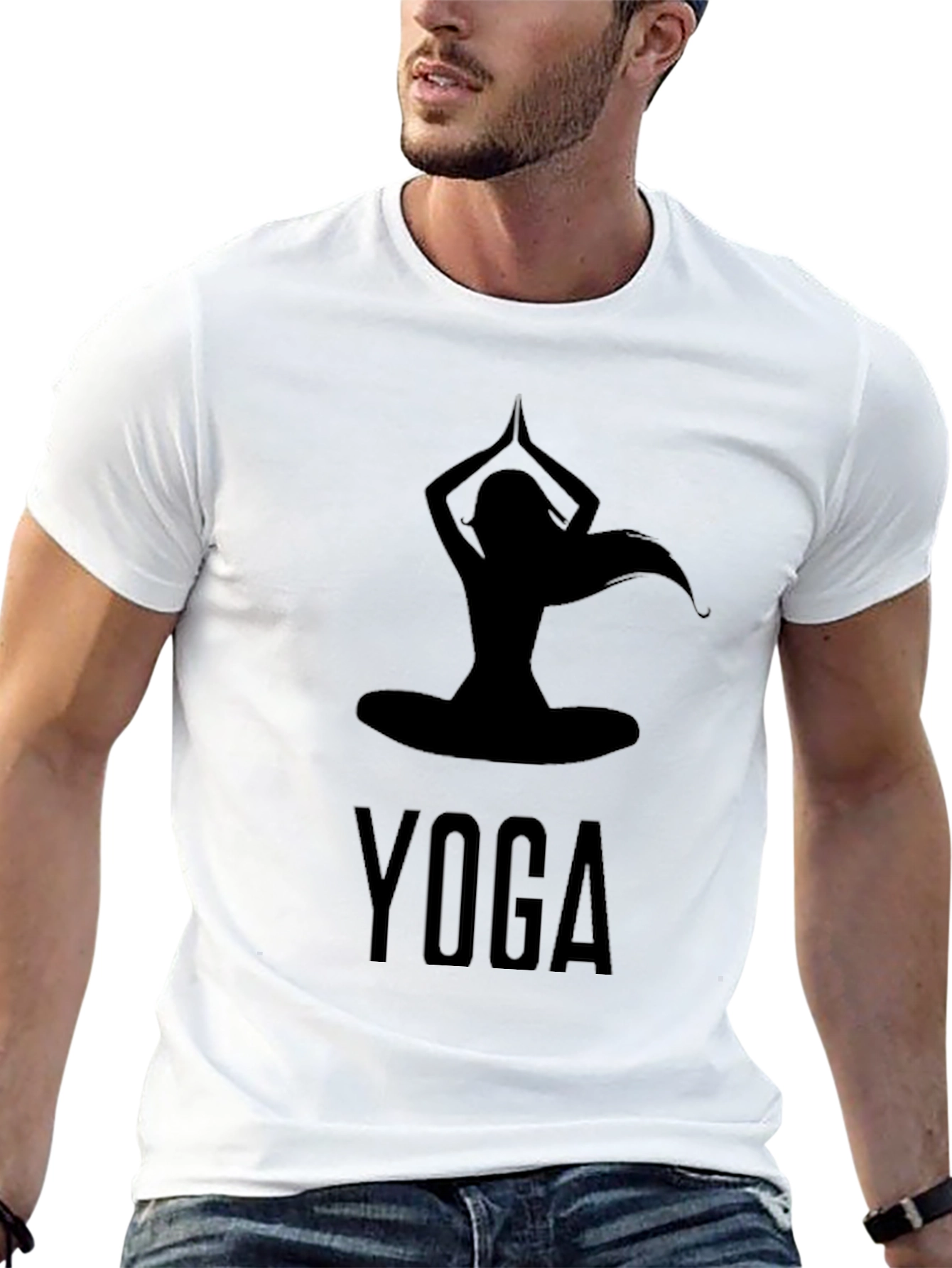 Black Yoga Silhouette Graphic T-Shirt - Black view 13