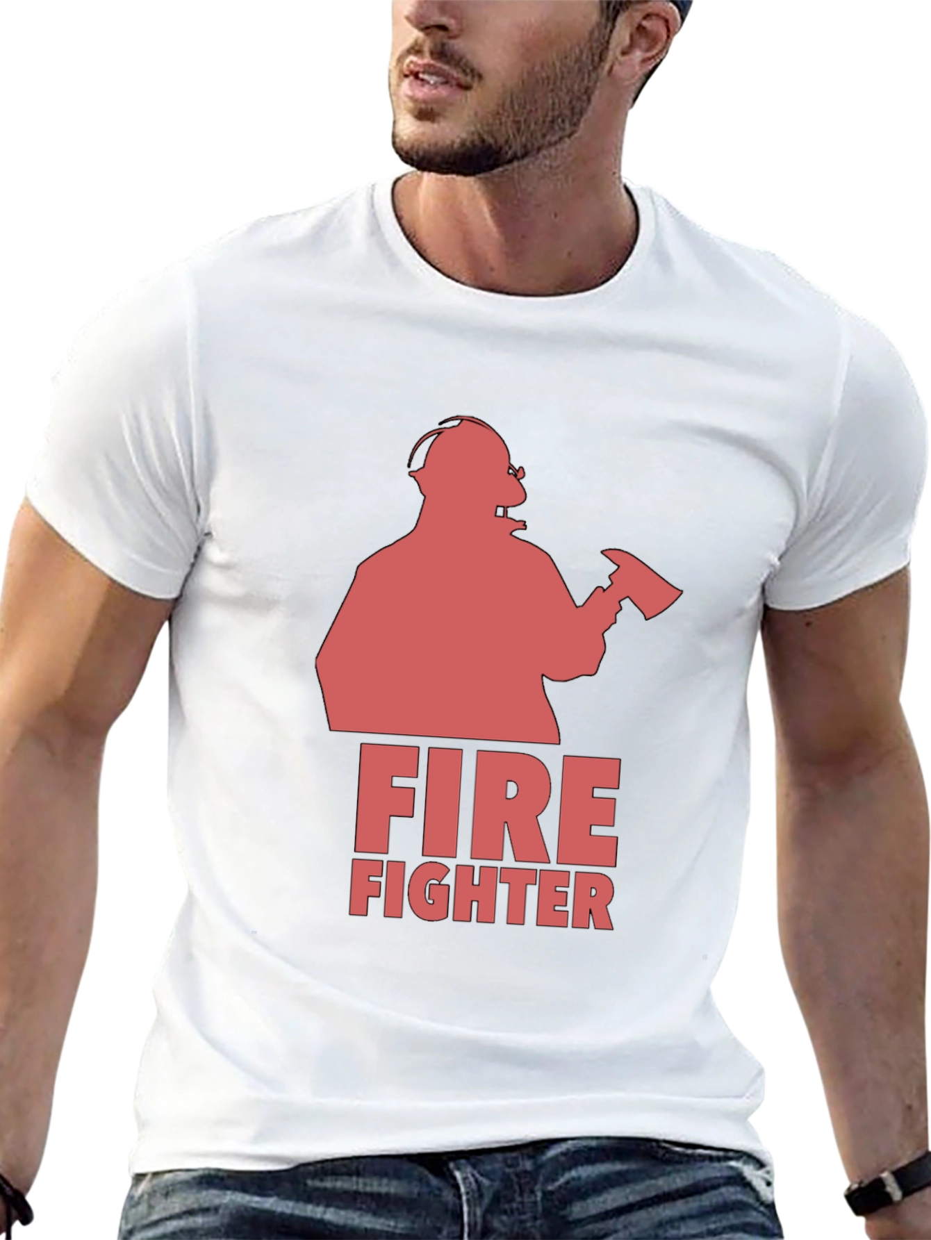 Black Firefighter Graphic Tee - Black Cotton T-Shirt view 13