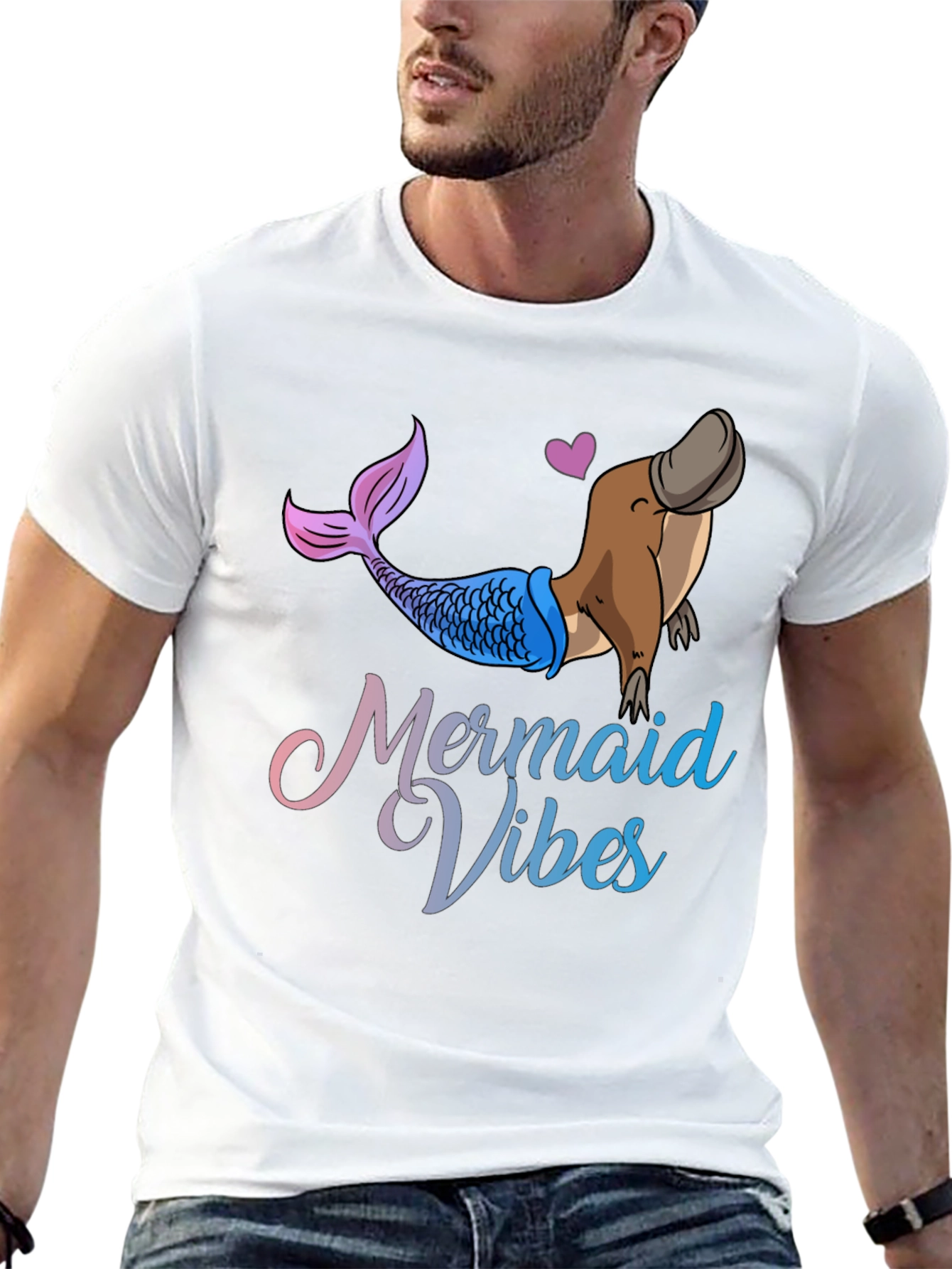 Black Mermaid Vibes Platypus Graphic T-Shirt view 13