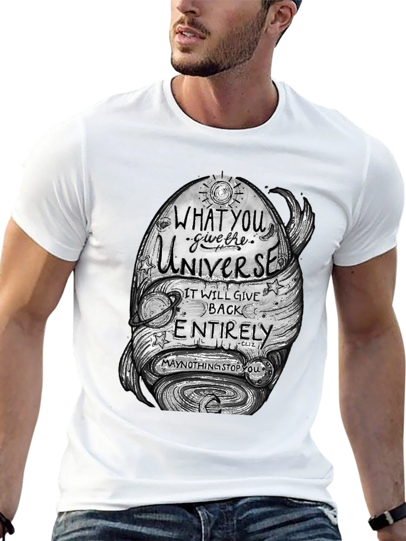 Black Universe Graphic Tee - Inspire & Motivate! view 13