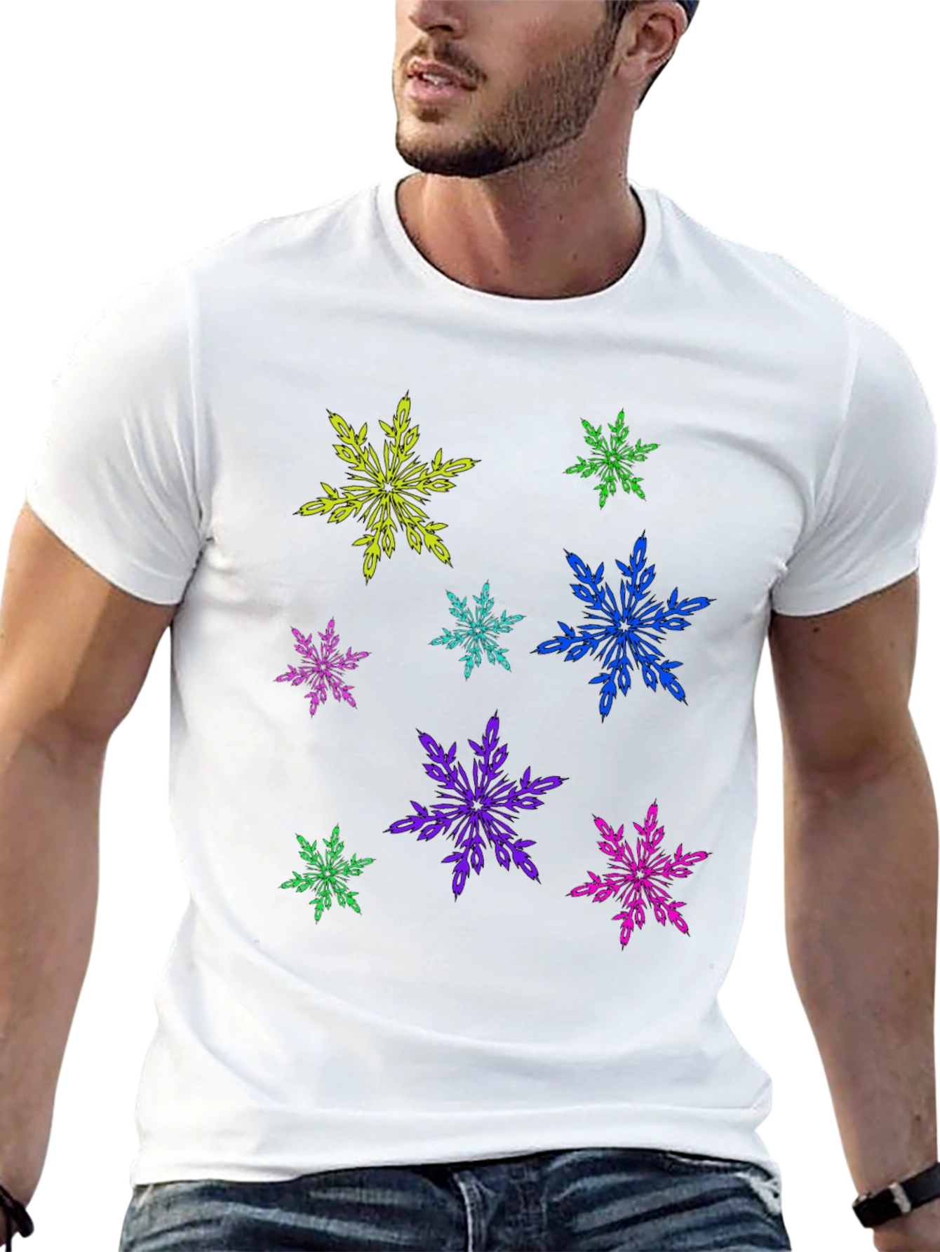 Black Funky Snowflake Graphic Tee - Black view 13
