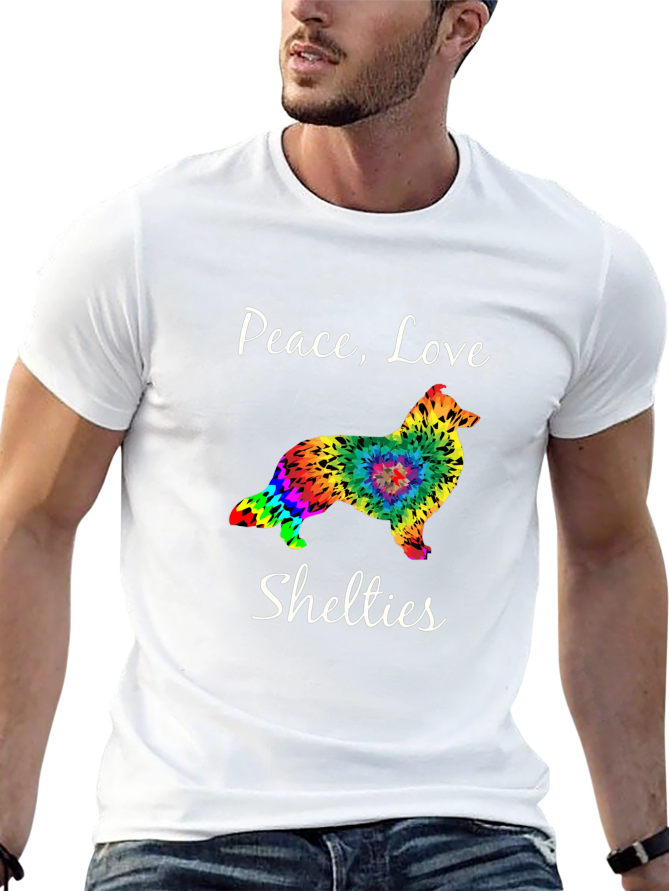 Black Peace Love Shelties T-Shirt - Black view 13