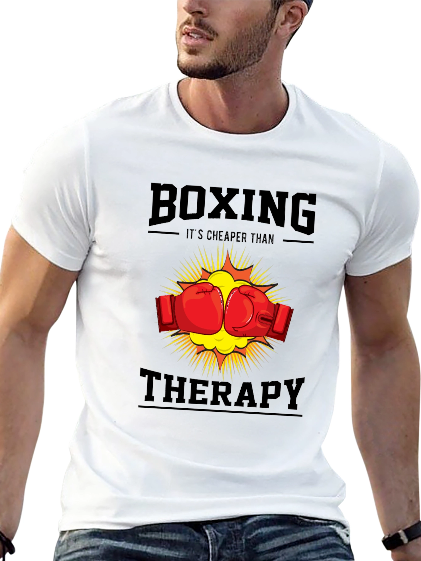 Black Boxing Cheaper Than Therapy T-Shirt view 13