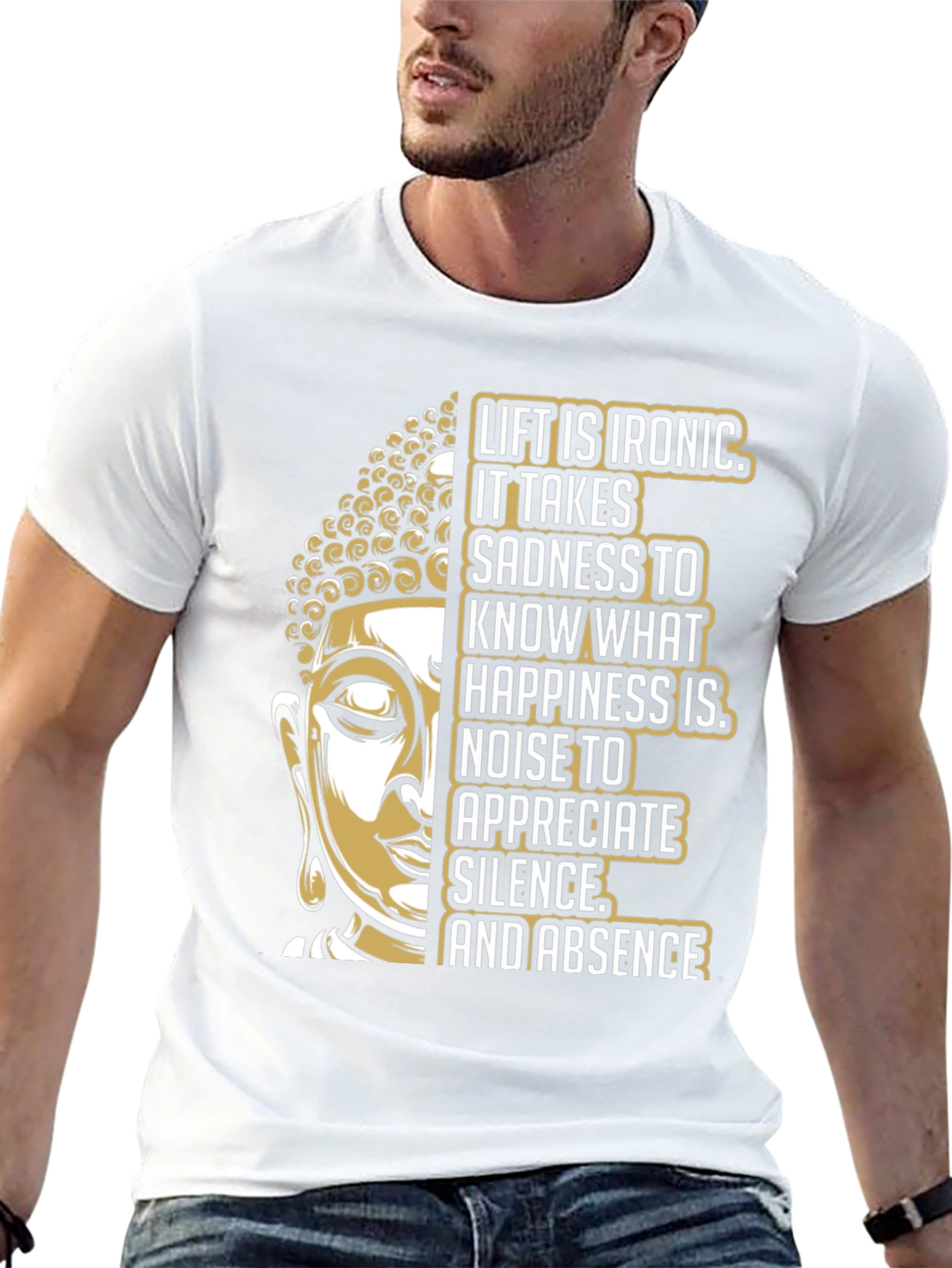 Black Buddha Graphic Print T-Shirt - Ironic Life view 13